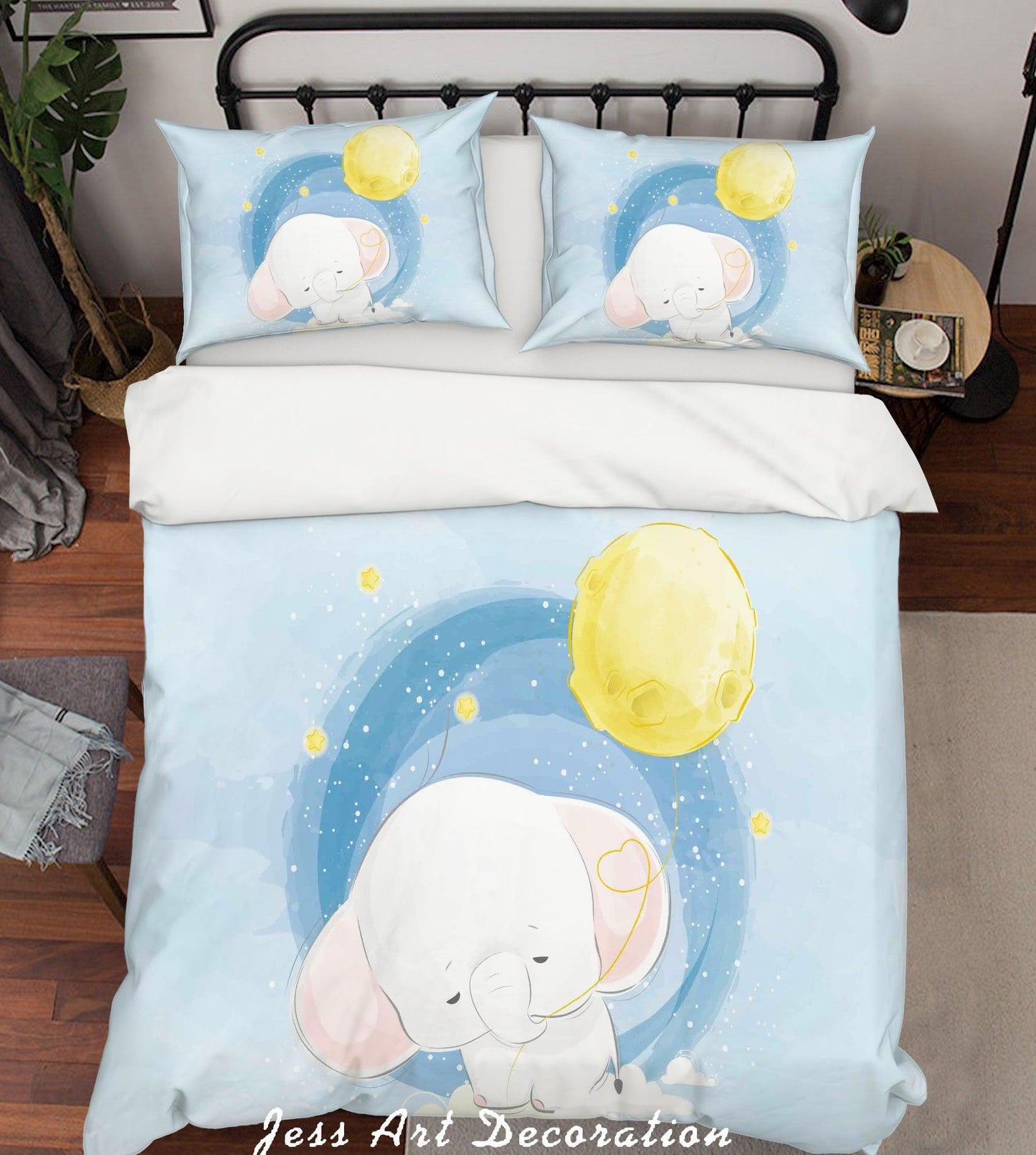 3D Blue Elephant Quilt Cover Set Bedding Set Duvet Cover Pillowcases SF96