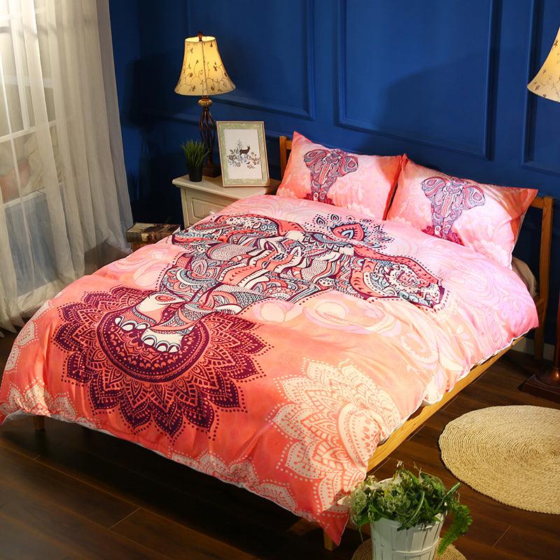 3D Bohemian Pink Elephant Quilt Cover Set Bedding Set Pillowcases 14