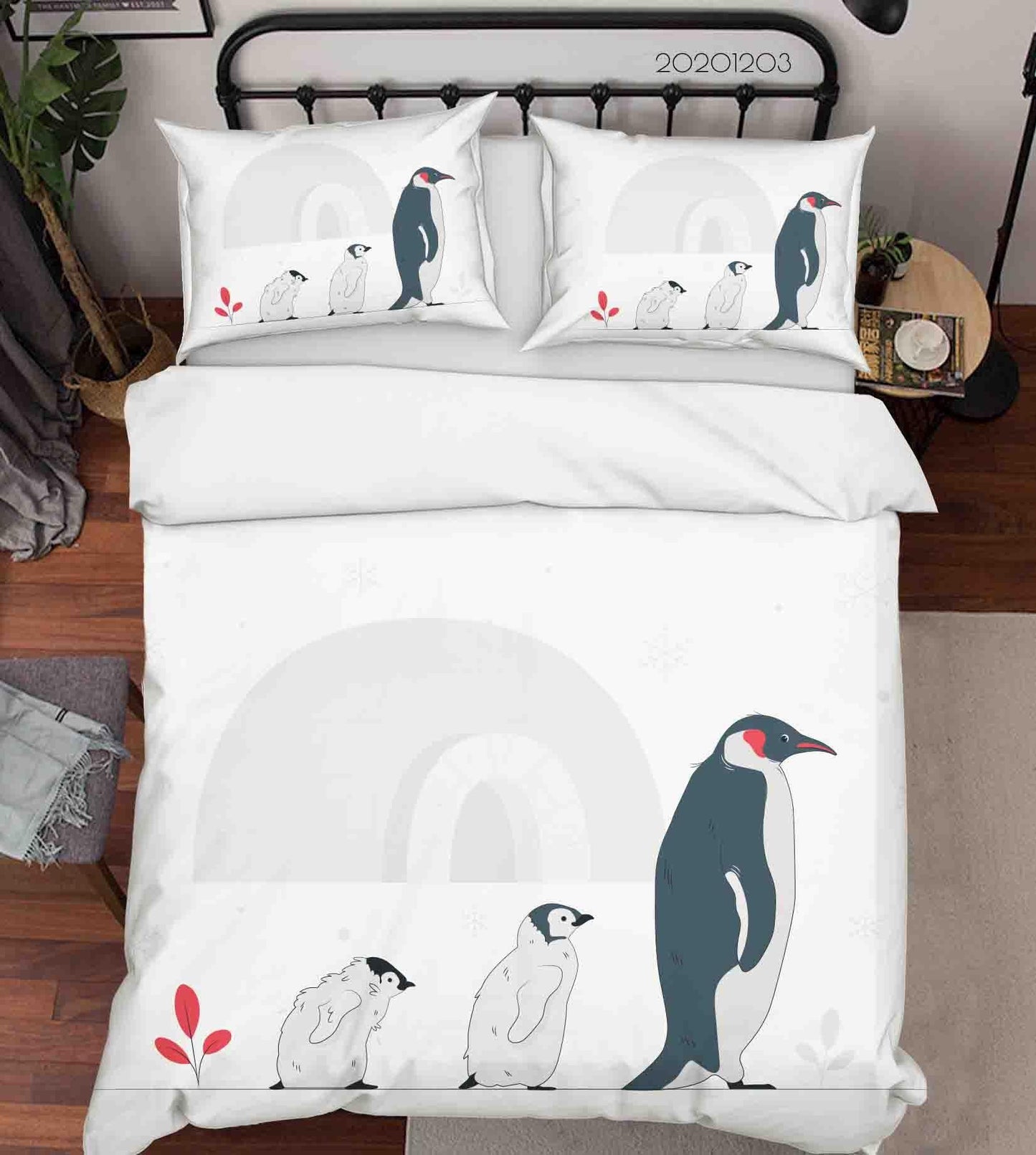 3D Cartoon Penguin Animal Quilt Cover Set Bedding Set Duvet Cover Pillowcases LXL