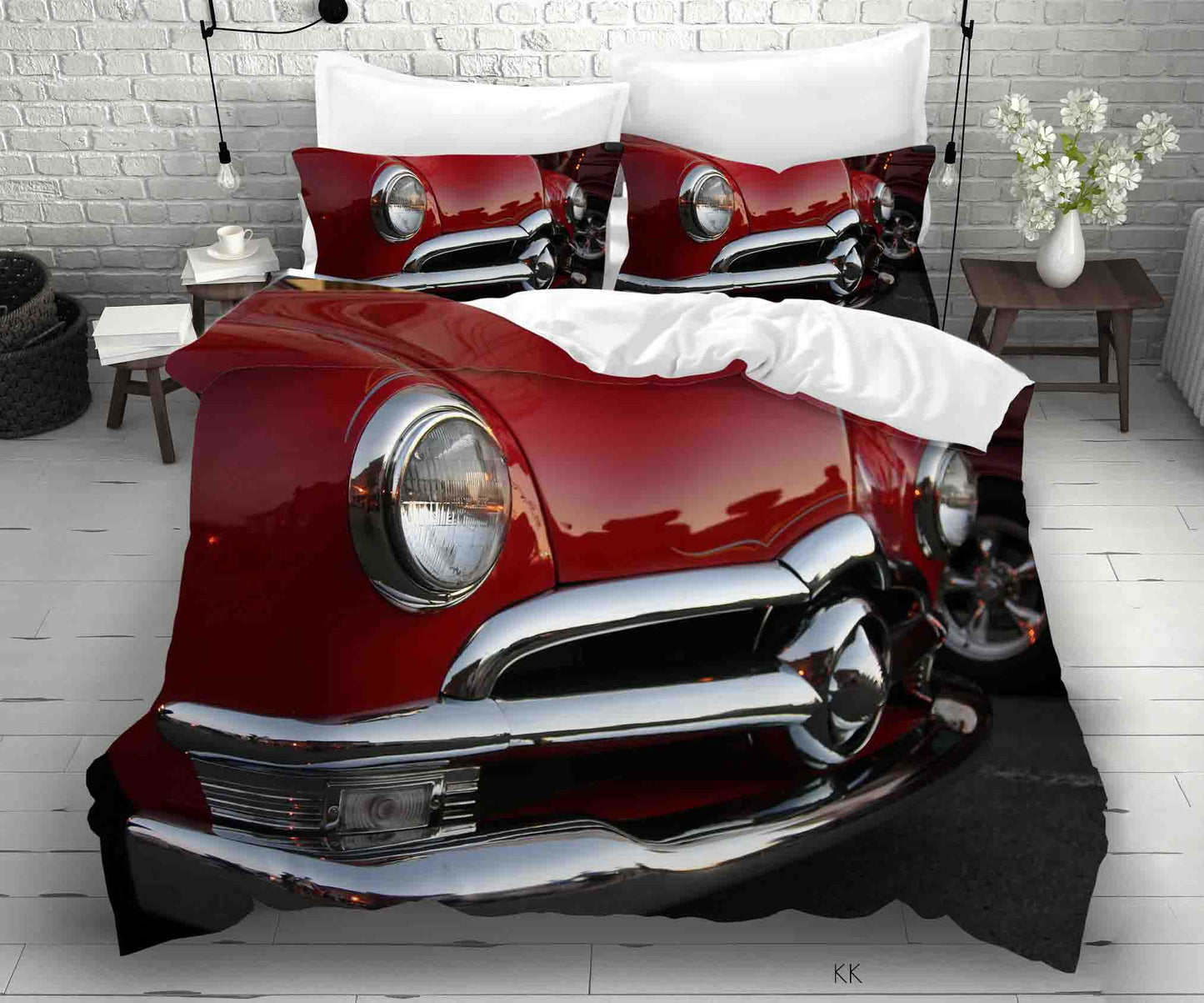 3D Automative Lighting Tyre Red Quilt Cover Set Bedding Set Duvet Cover Pillowcase 372