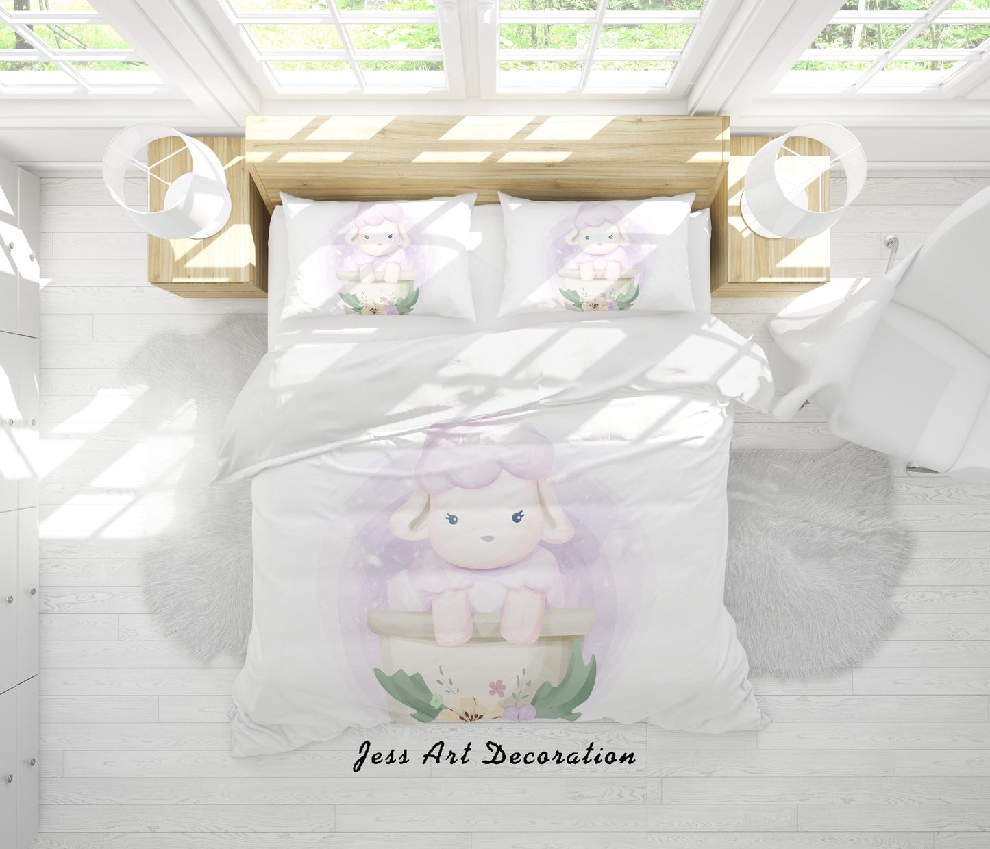 3D Cartoon Animal Sheep Quilt Cover Set Bedding Set Duvet Cover Pillowcases SF138