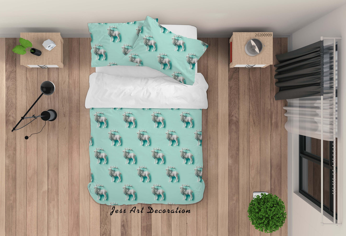 3D Cartoon Animal Christmas Deer Pattern Quilt Cover Set Bedding Set Duvet Cover Pillowcases WJ 6077