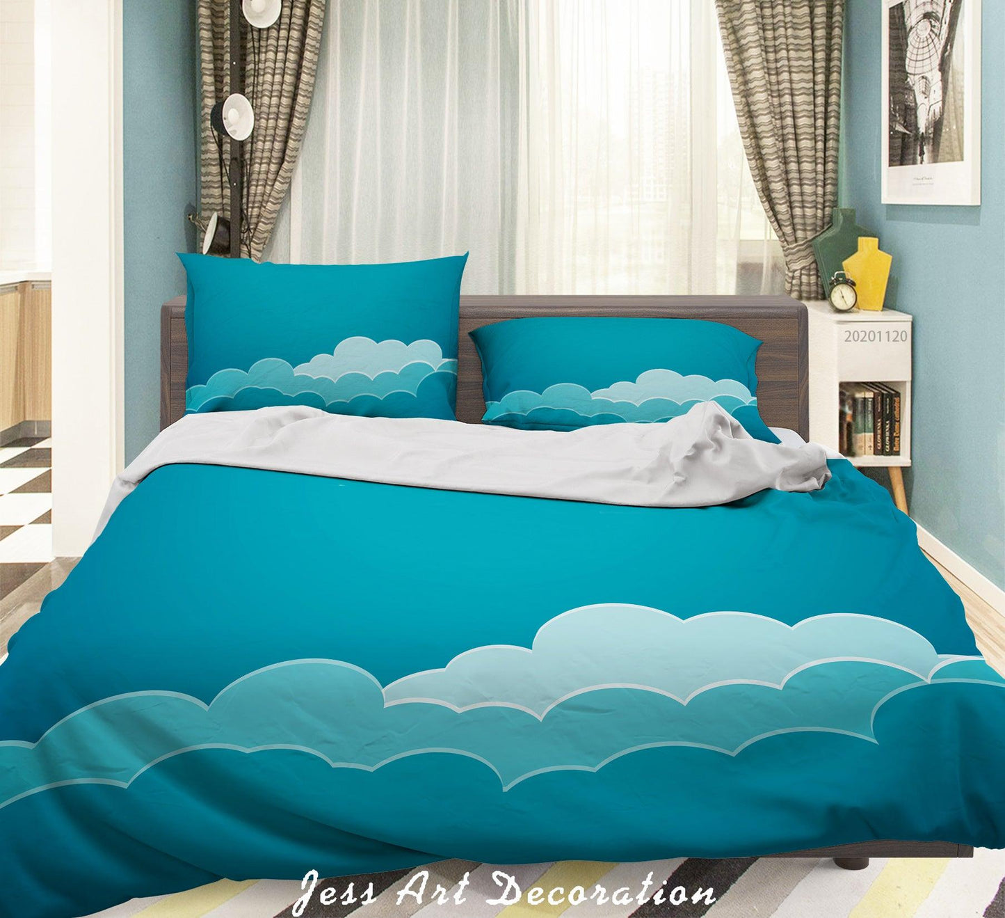 3D Blue Cloud Quilt Cover Set Bedding Set Duvet Cover Pillowcases LXL
