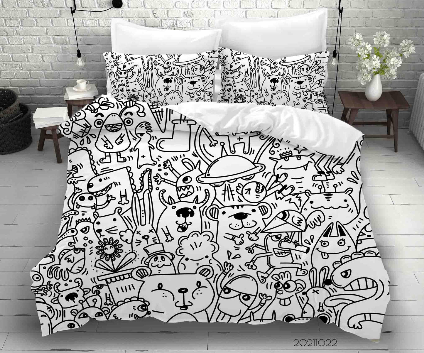 3D Abstract Monster Graffiti Quilt Cover Set Bedding Set Duvet Cover Pillowcases 34