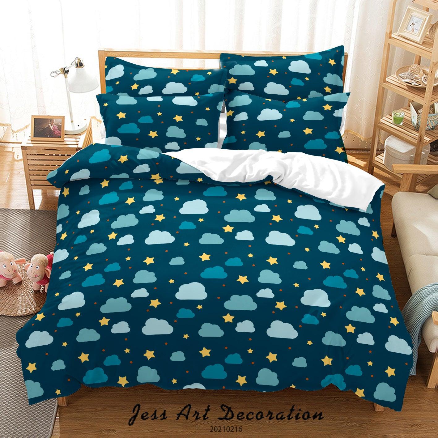 3D Cartoon Cloud Star Quilt Cover Set Bedding Set Duvet Cover Pillowcases 286