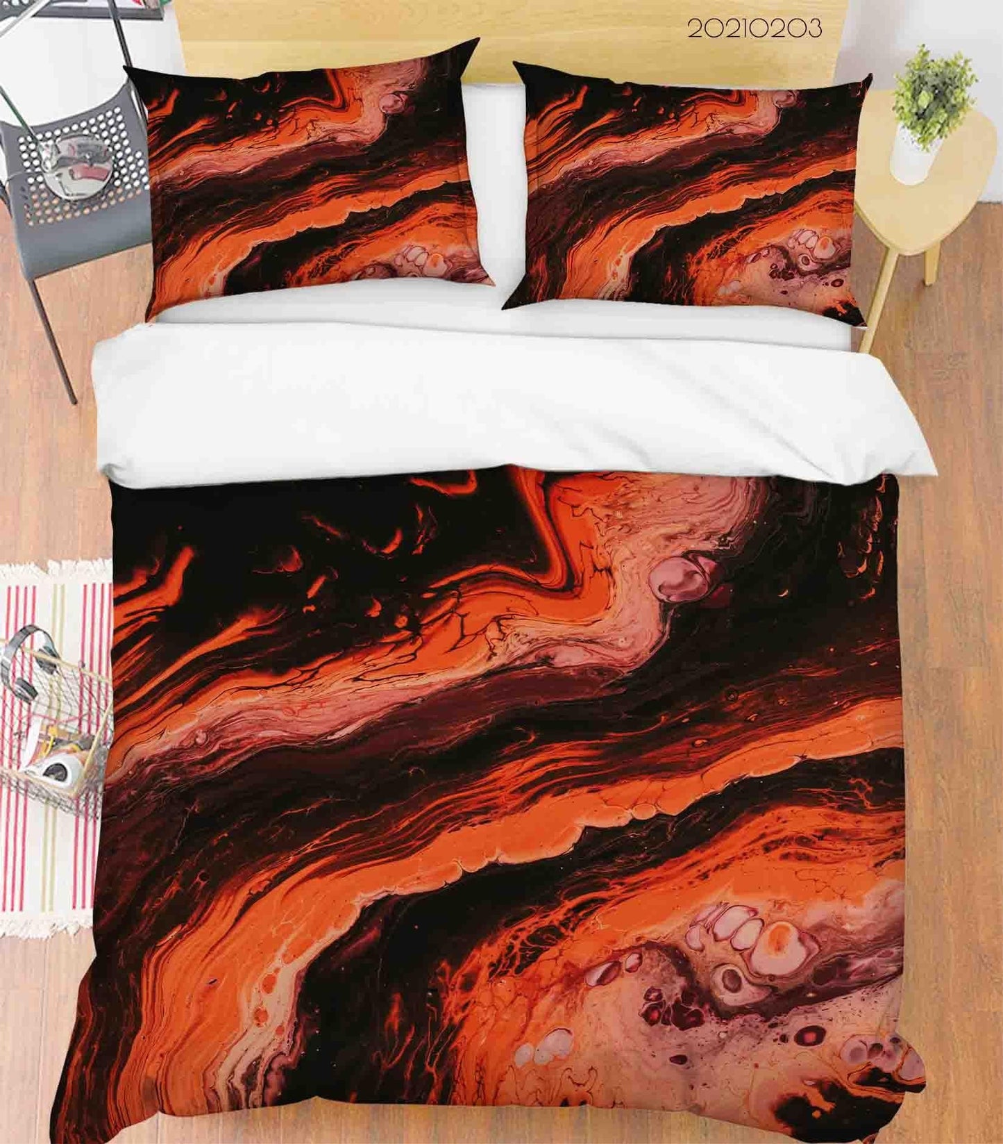 3D Abstract Orange Marble Texture Quilt Cover Set Bedding Set Duvet Cover Pillowcases 40