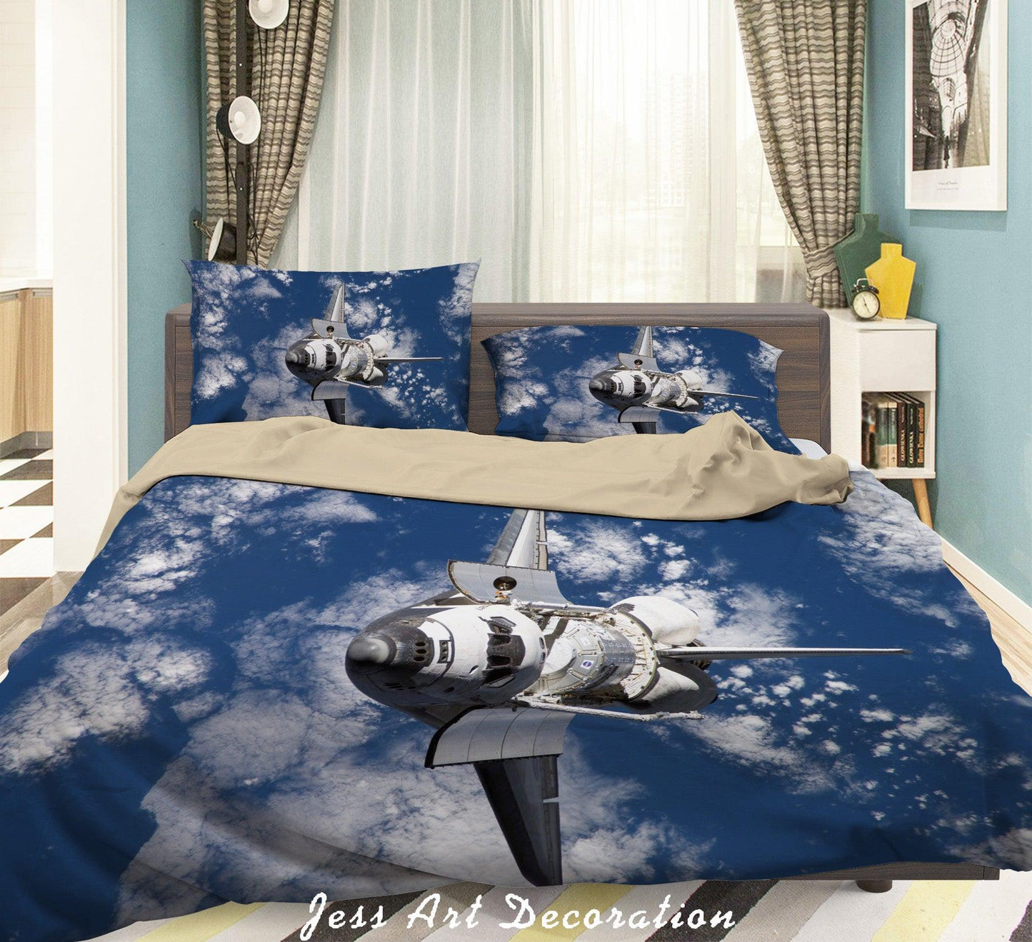 3D Blue Sky White Cloud Plane Quilt Cover Set Bedding Set Duvet Cover Pillowcases 154 LQH