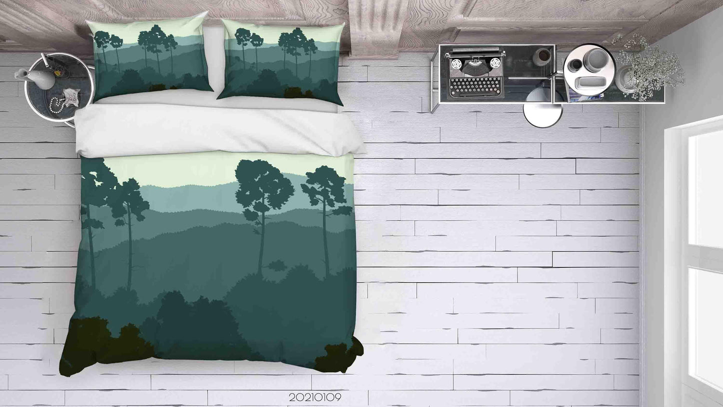 3D Cartoon Green Forest Quilt Cover Set Bedding Set Duvet Cover Pillowcases 33 LQH