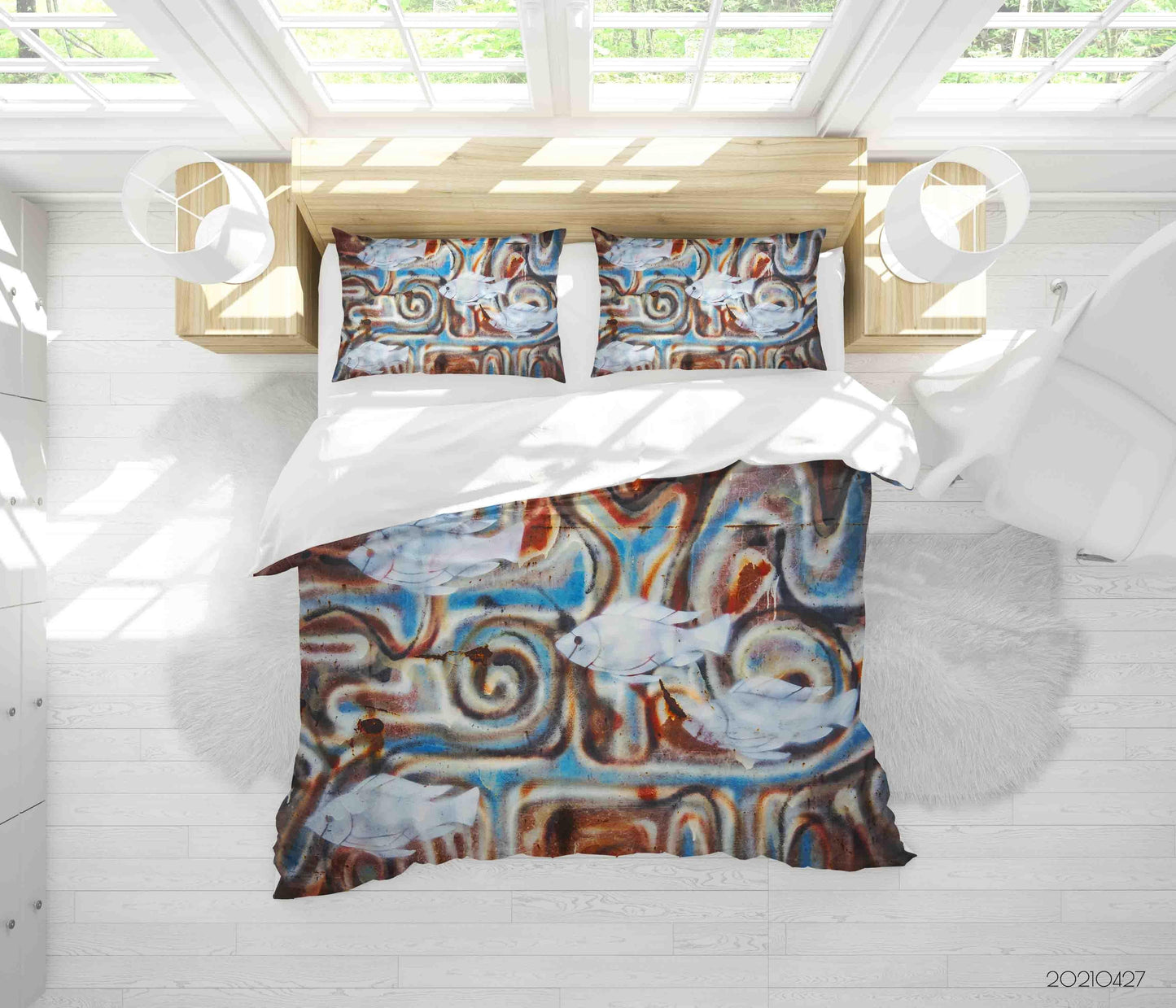 3D Abstract Street Colored Graffiti Quilt Cover Set Bedding Set Duvet Cover Pillowcases 122