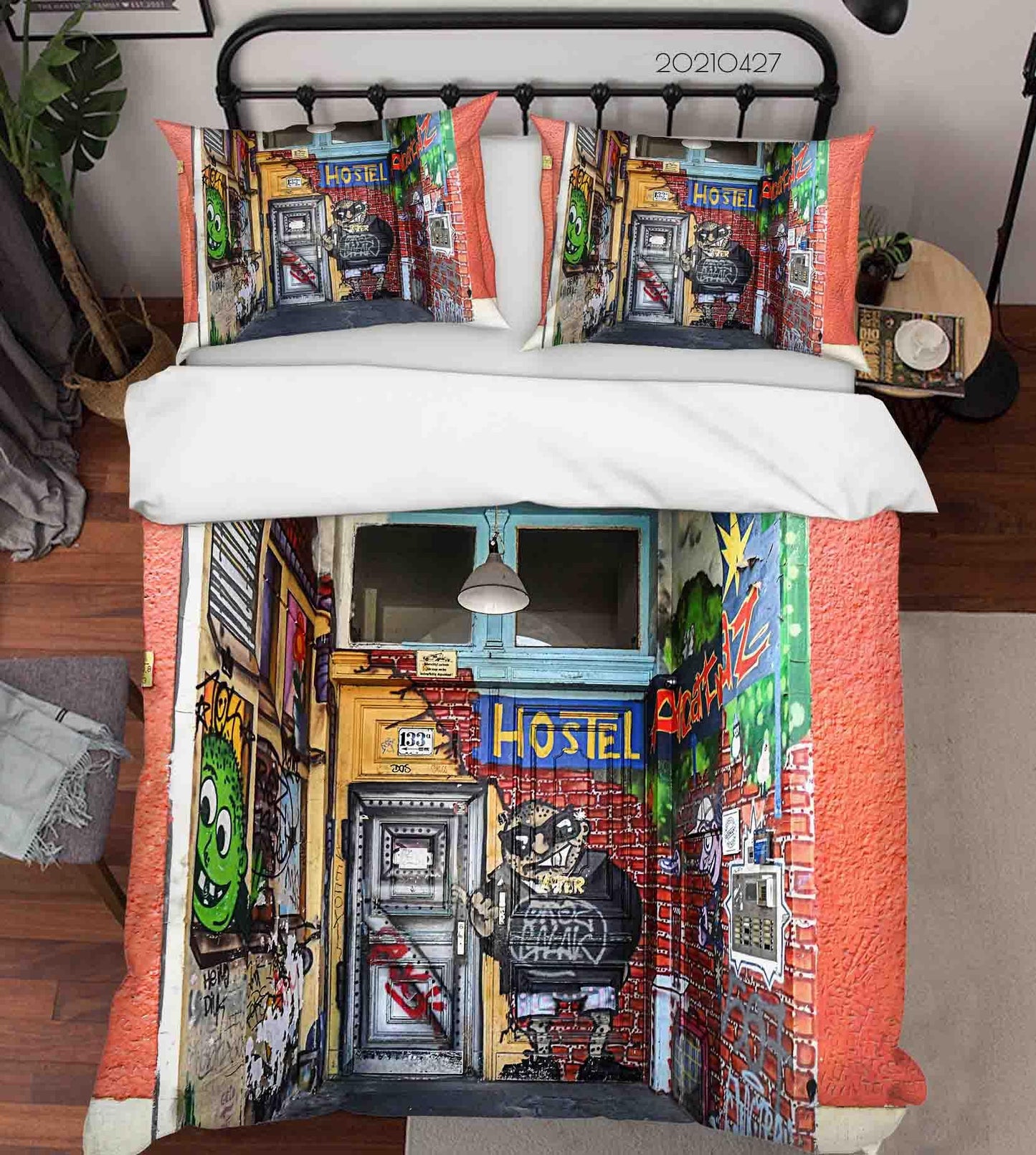 3D Abstract Colored Street Graffiti Quilt Cover Set Bedding Set Duvet Cover Pillowcases 131