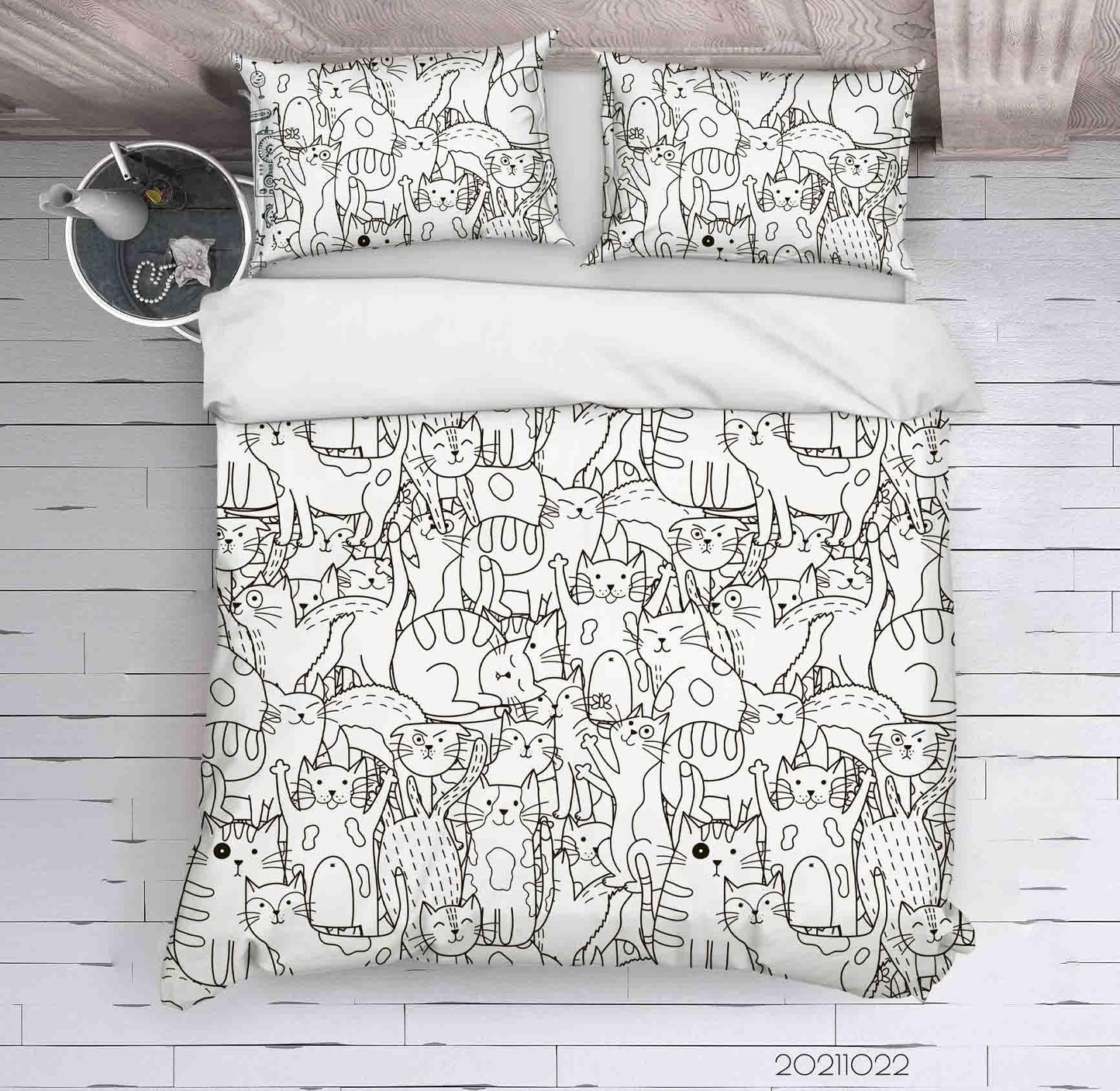 3D Cartoon Cats Animals Graffiti Quilt Cover Set Bedding Set Duvet Cover Pillowcases 7