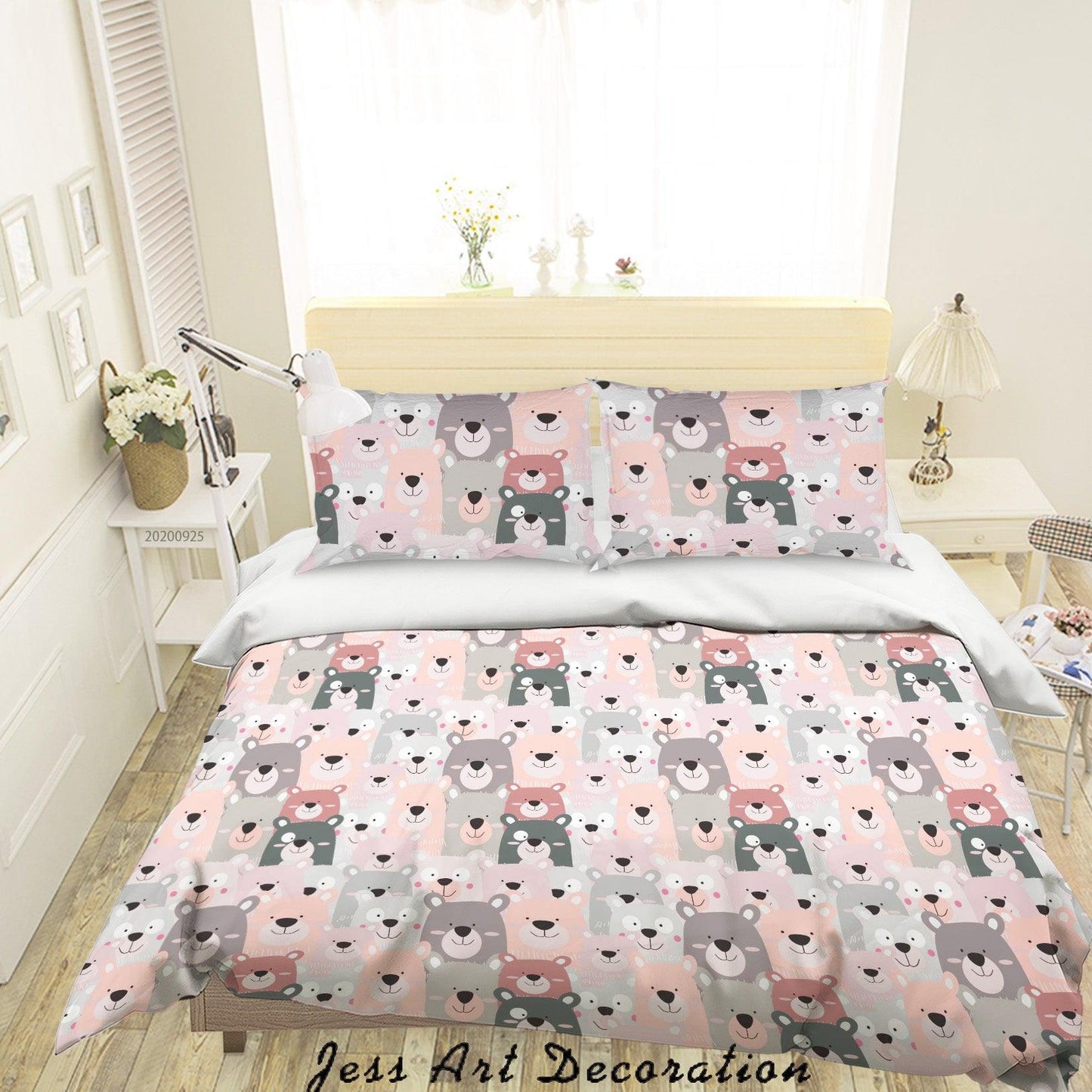 3D Cartoon Animal Bear Pattern Quilt Cover Set Bedding Set Duvet Cover Pillowcases WJ 6407