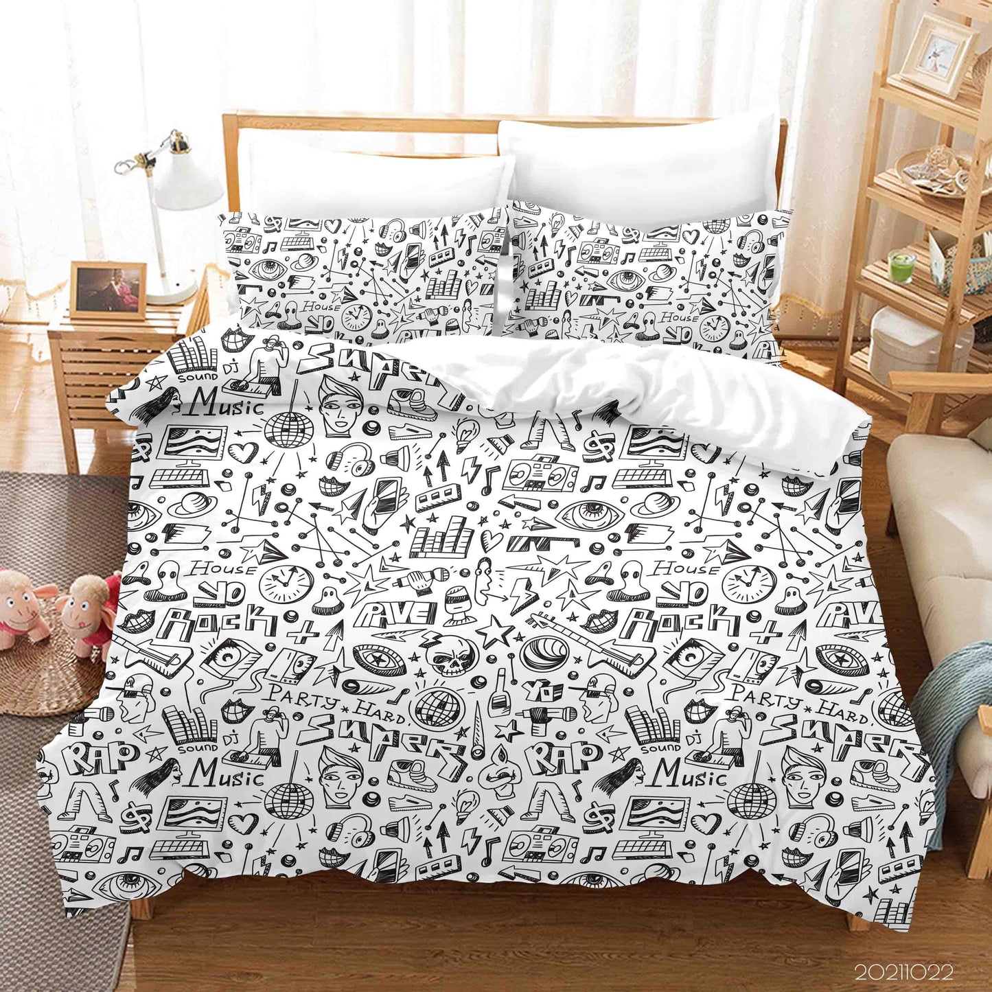 3D Cartoon Grey Illustration Graffiti Quilt Cover Set Bedding Set Duvet Cover Pillowcases 88