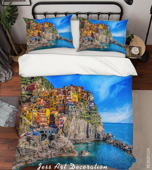 3D Blue Sky Mountain Sea Landscape Quilt Cover Set Bedding Set Duvet Cover Pillowcases 144 LQH