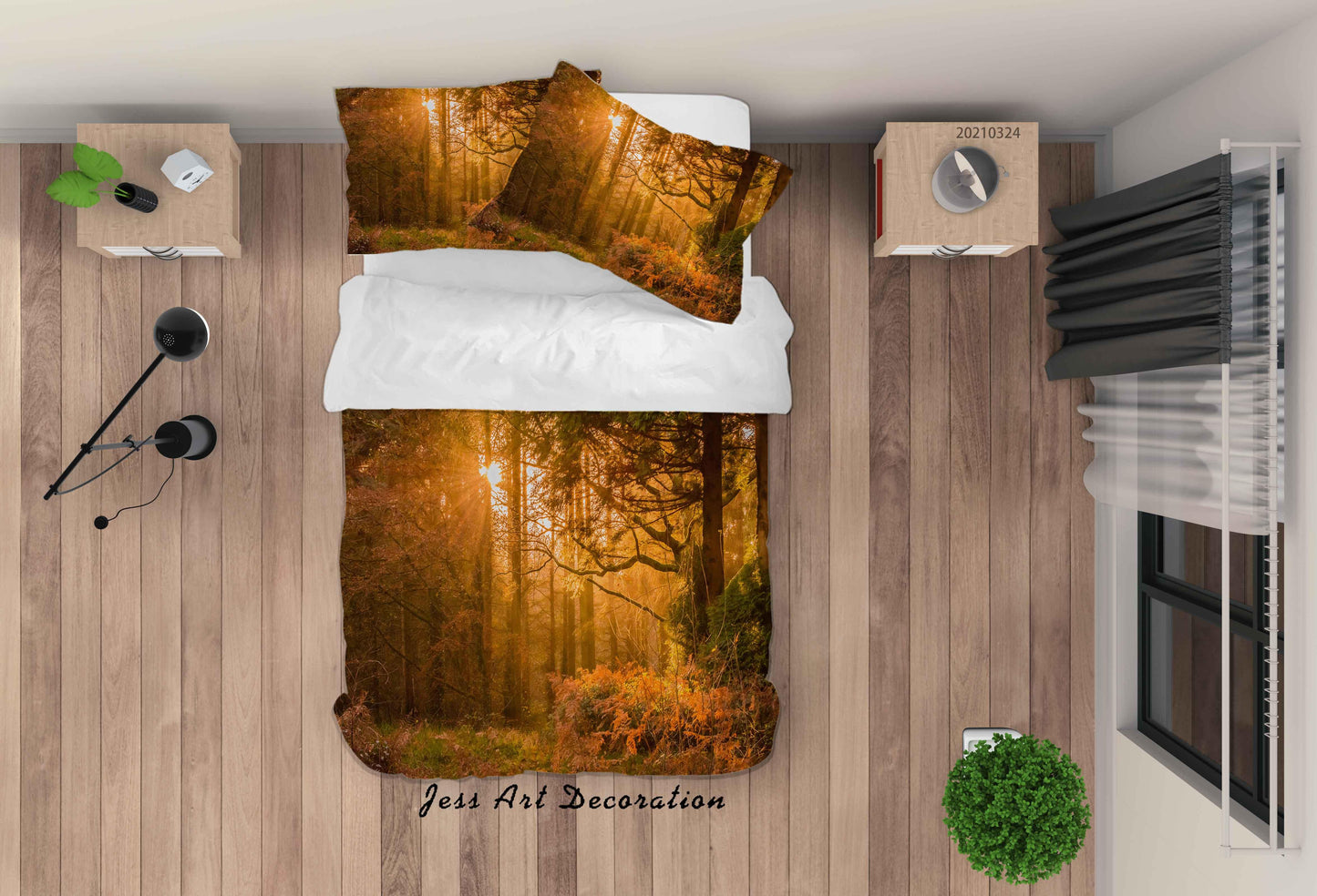 3D Autumn Forest Landscape Quilt Cover Set Bedding Set Duvet Cover Pillowcases 143 LQH
