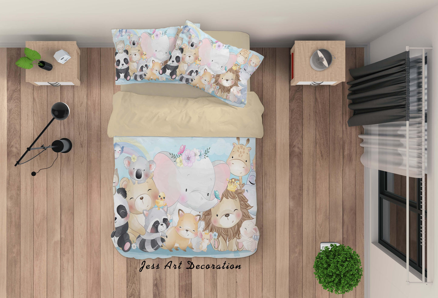 3D Cartoon Animal Elephant Panda Quilt Cover Set Bedding Set Duvet Cover Pillowcases A329 LQH