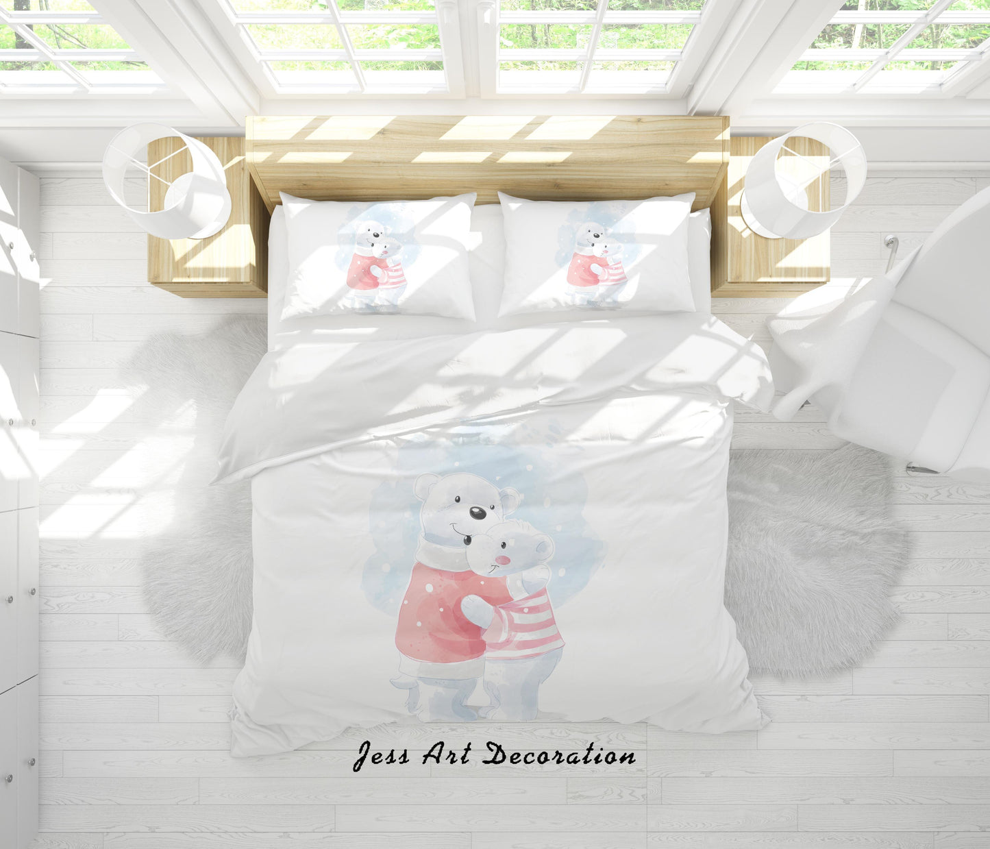 3D Cartoon Bear Quilt Cover Set Bedding Set Duvet Cover Pillowcases SF154