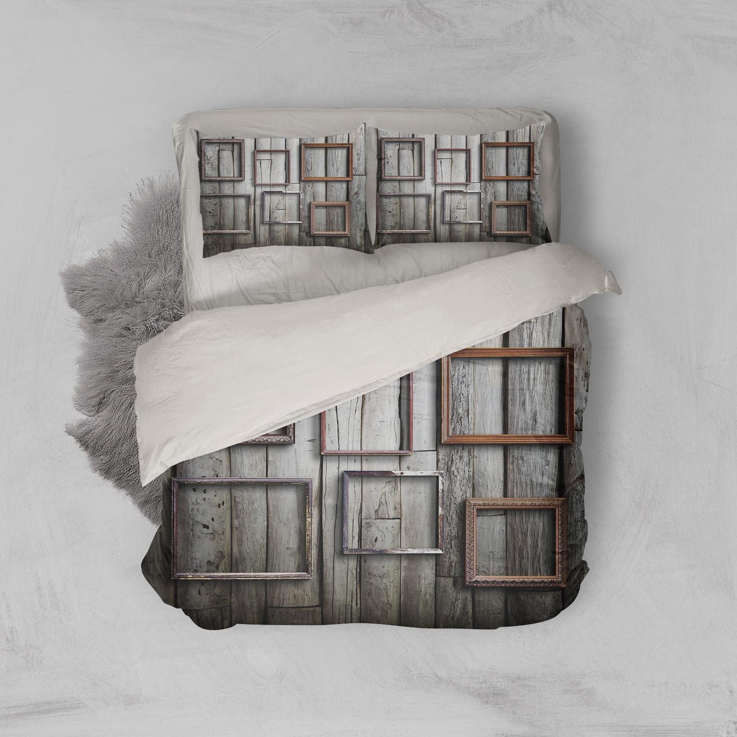 3D Board Frame Quilt Cover Set Bedding Set Pillowcases 04