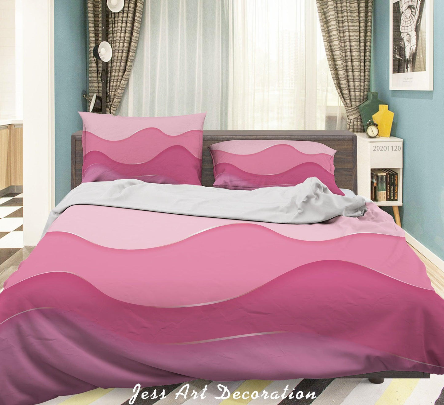 3D Abstract Pink Quilt Cover Set Bedding Set Duvet Cover Pillowcases LXL