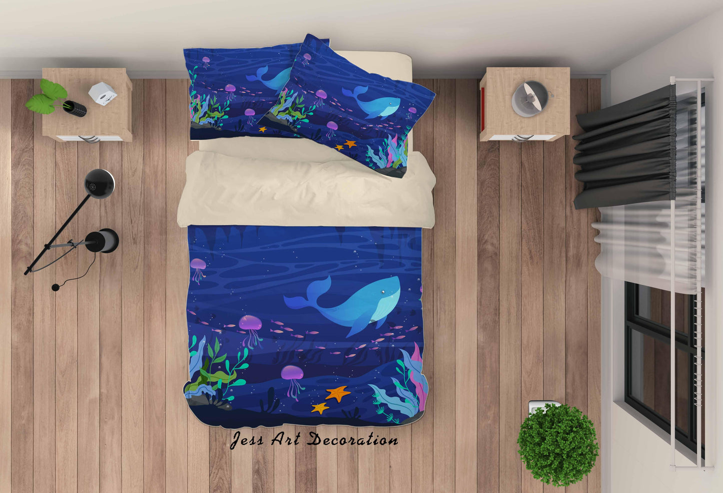 3D Cartoon Marine Dolphin Quilt Cover Set Bedding Set Duvet Cover Pillowcases A383 LQH