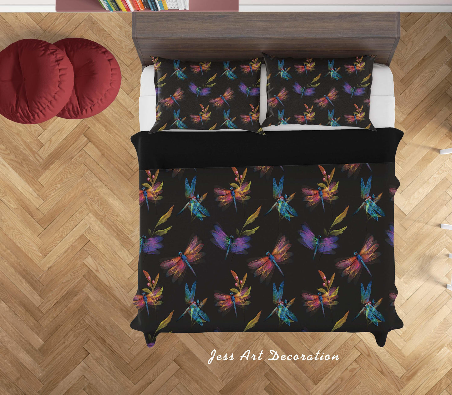 3D Black Dragonfly Quilt Cover Set Bedding Set Duvet Cover Pillowcases SF99