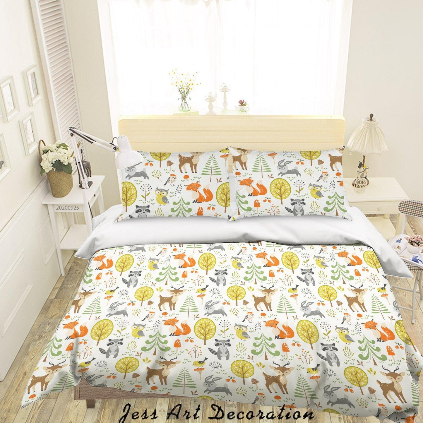 3D Cartoon Animal Fox Tree Pattern Quilt Cover Set Bedding Set Duvet Cover Pillowcases WJ 6445