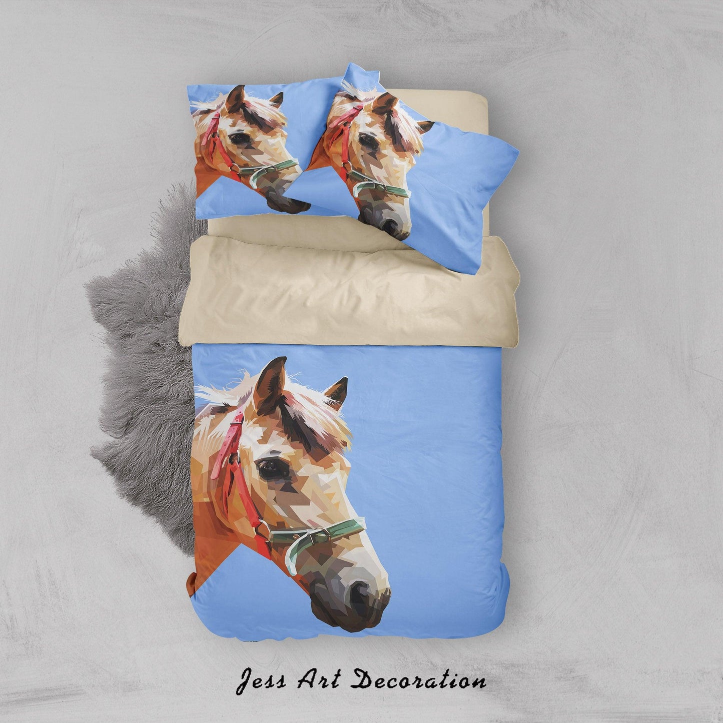 3D Blue Horse Quilt Cover Set Bedding Set Duvet Cover Pillowcases SF13