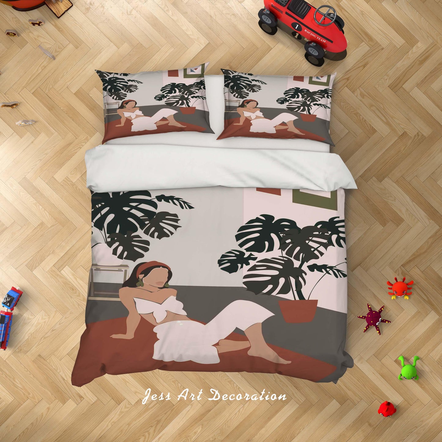 3D Beauty Woman Potted Plants Quilt Cover Set Bedding Set Duvet Cover Pillowcases SF28