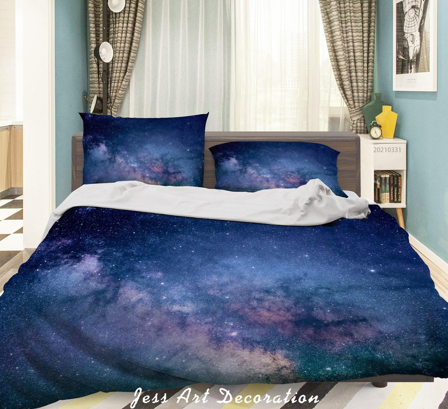 3D Blue Universe Starry Landscape Quilt Cover Set Bedding Set Duvet Cover Pillowcases 221