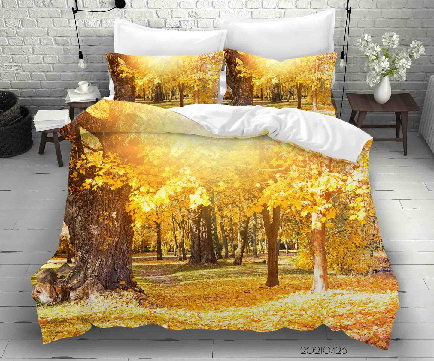3D Autumn Forest Scenery Quilt Cover Set Bedding Set Duvet Cover Pillowcases 238