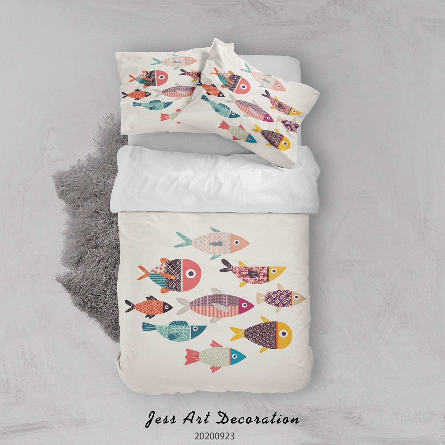 3D Cartoon Fish Pattern Quilt Cover Set Bedding Set Duvet Cover Pillowcases WJ 6304
