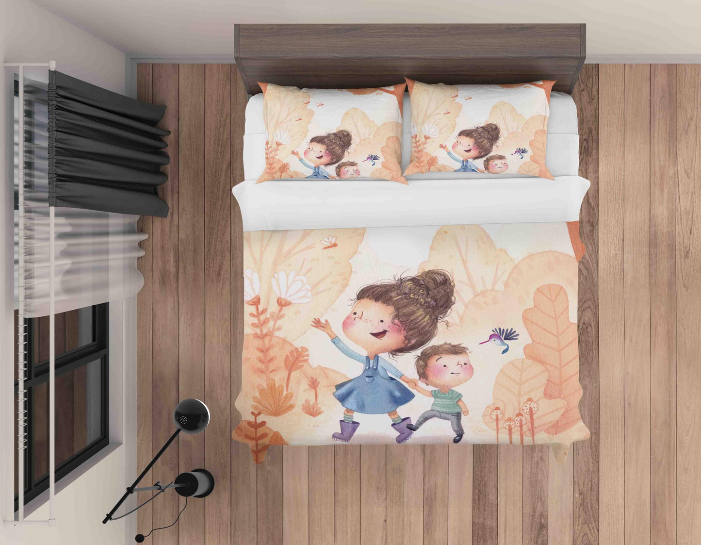 3D Cartoon Girl Boy Floral Plants Bird Quilt Cover Set Bedding Set Duvet Cover Pillowcases SF057