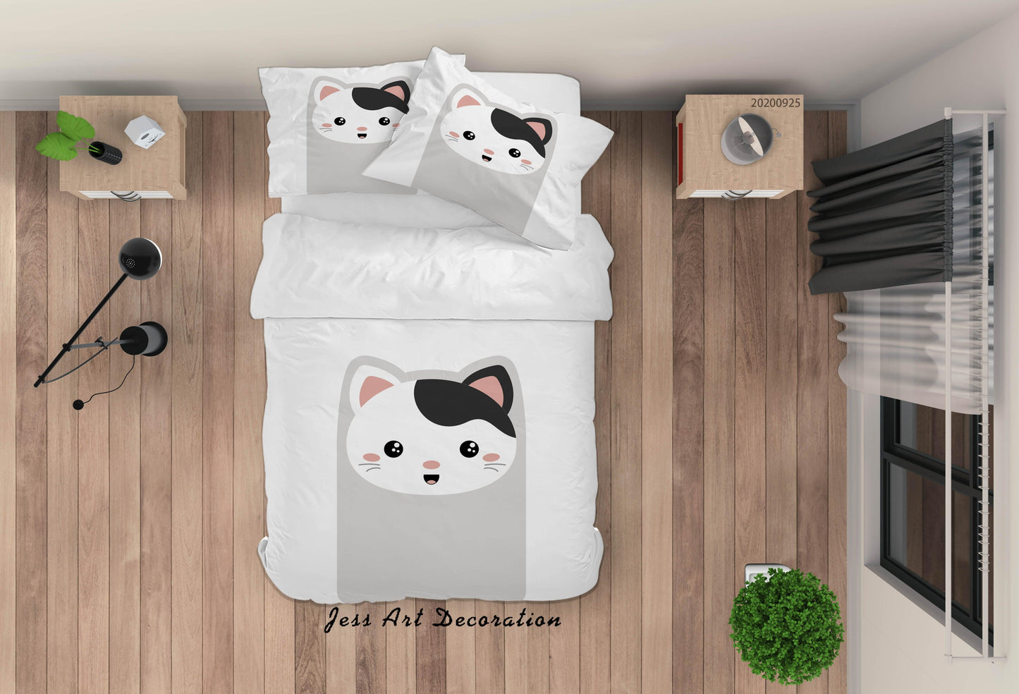 3D Cartoon Animal Cat Pattern Quilt Cover Set Bedding Set Duvet Cover Pillowcases WJ 6476