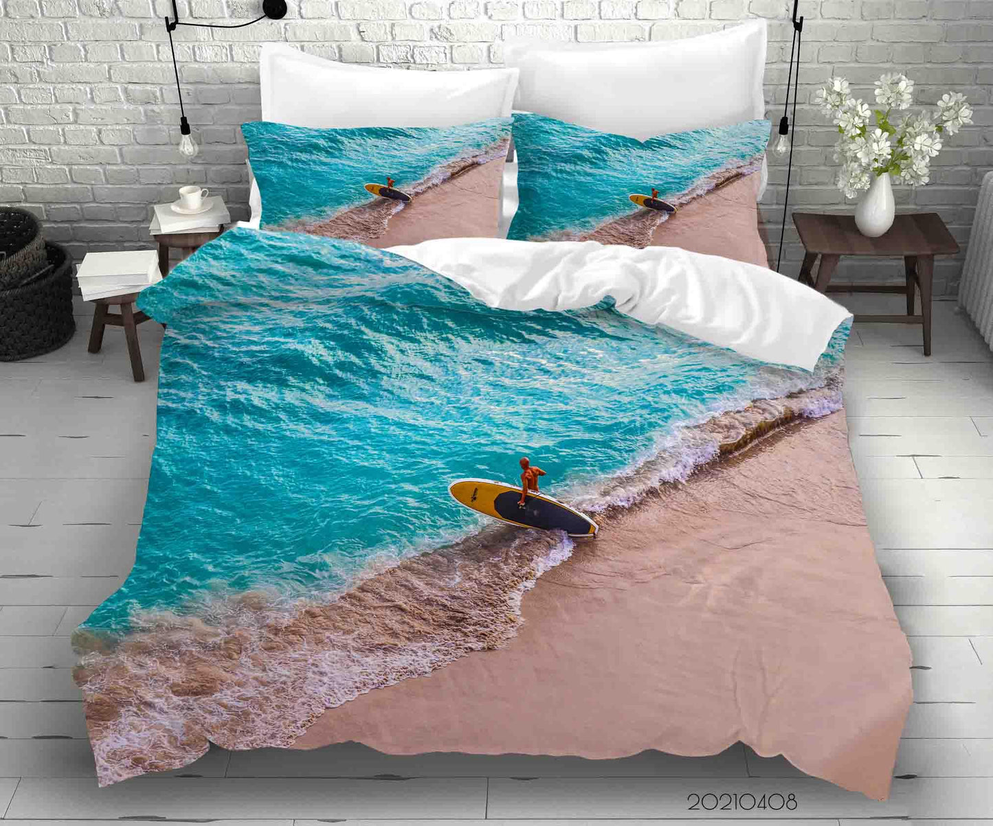 3D Beach Surfing Landscape Quilt Cover Set Bedding Set Duvet Cover Pillowcases 72