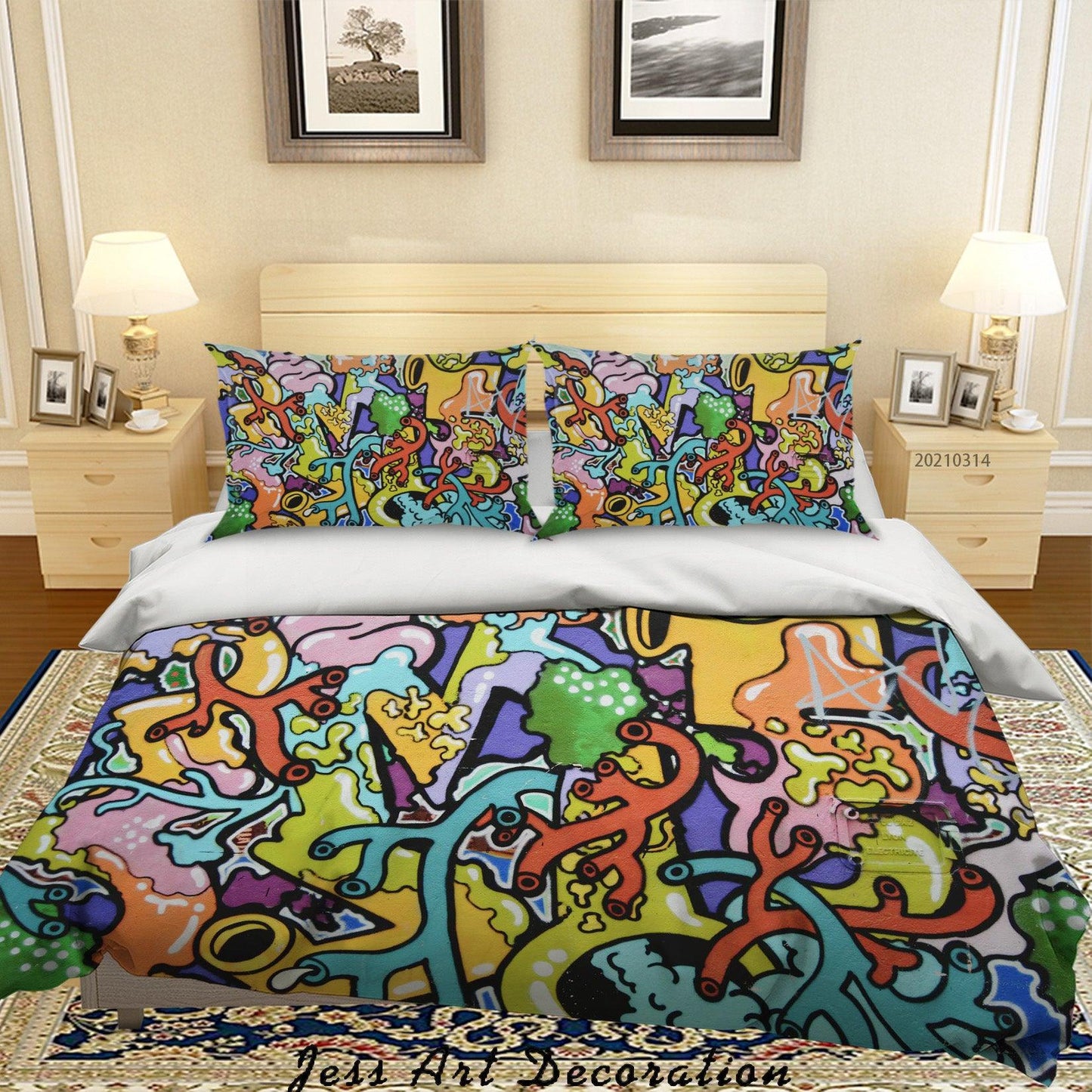 3D Abstract Color Graffiti Quilt Cover Set Bedding Set Duvet Cover Pillowcases 156