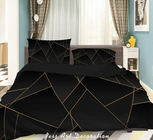 3D  Geometric Triangle Rectangle Black Quilt Cover Set Bedding Set Duvet Cover Pillowcase 539