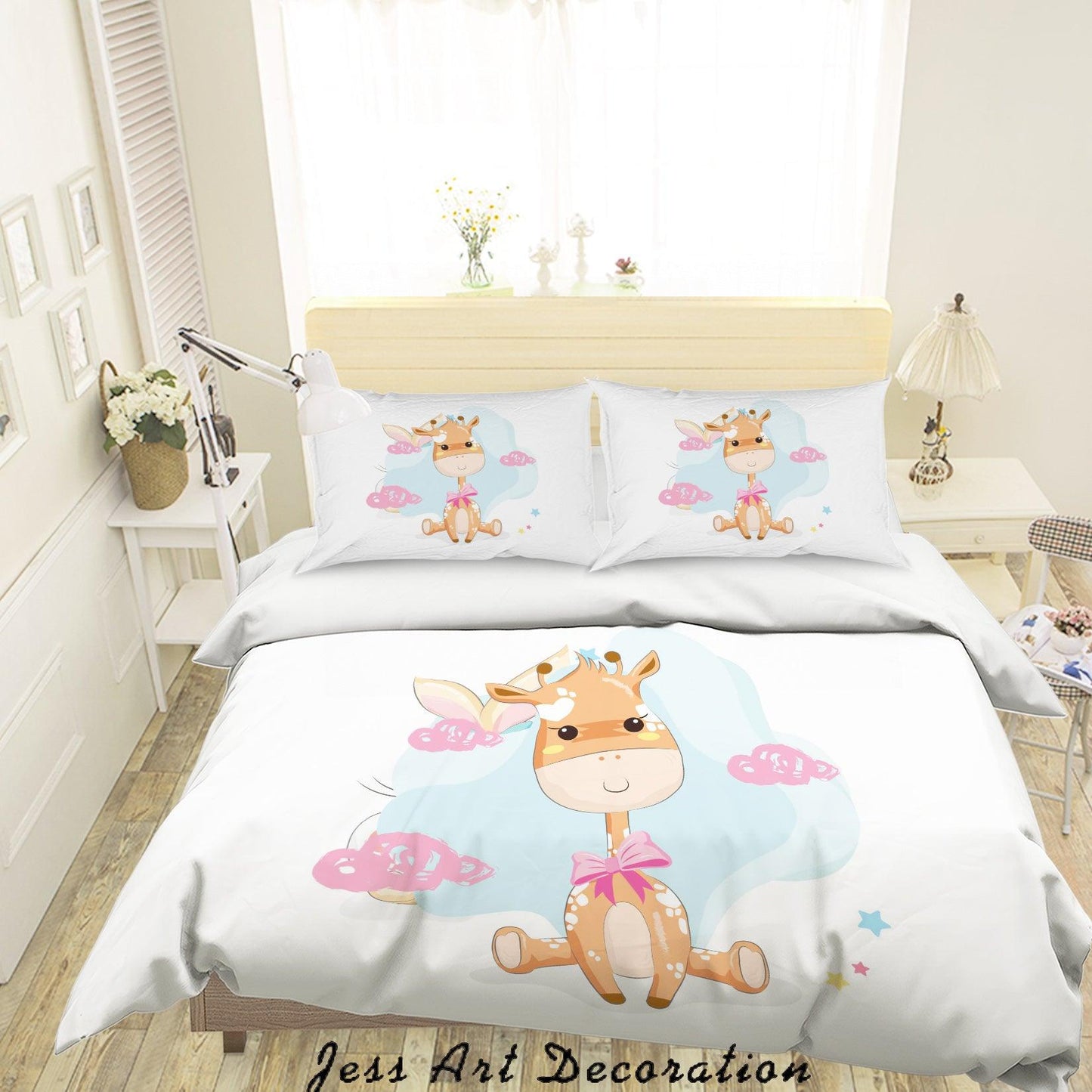 3D Cartoon Giraffe Quilt Cover Set Bedding Set Duvet Cover Pillowcases SF51