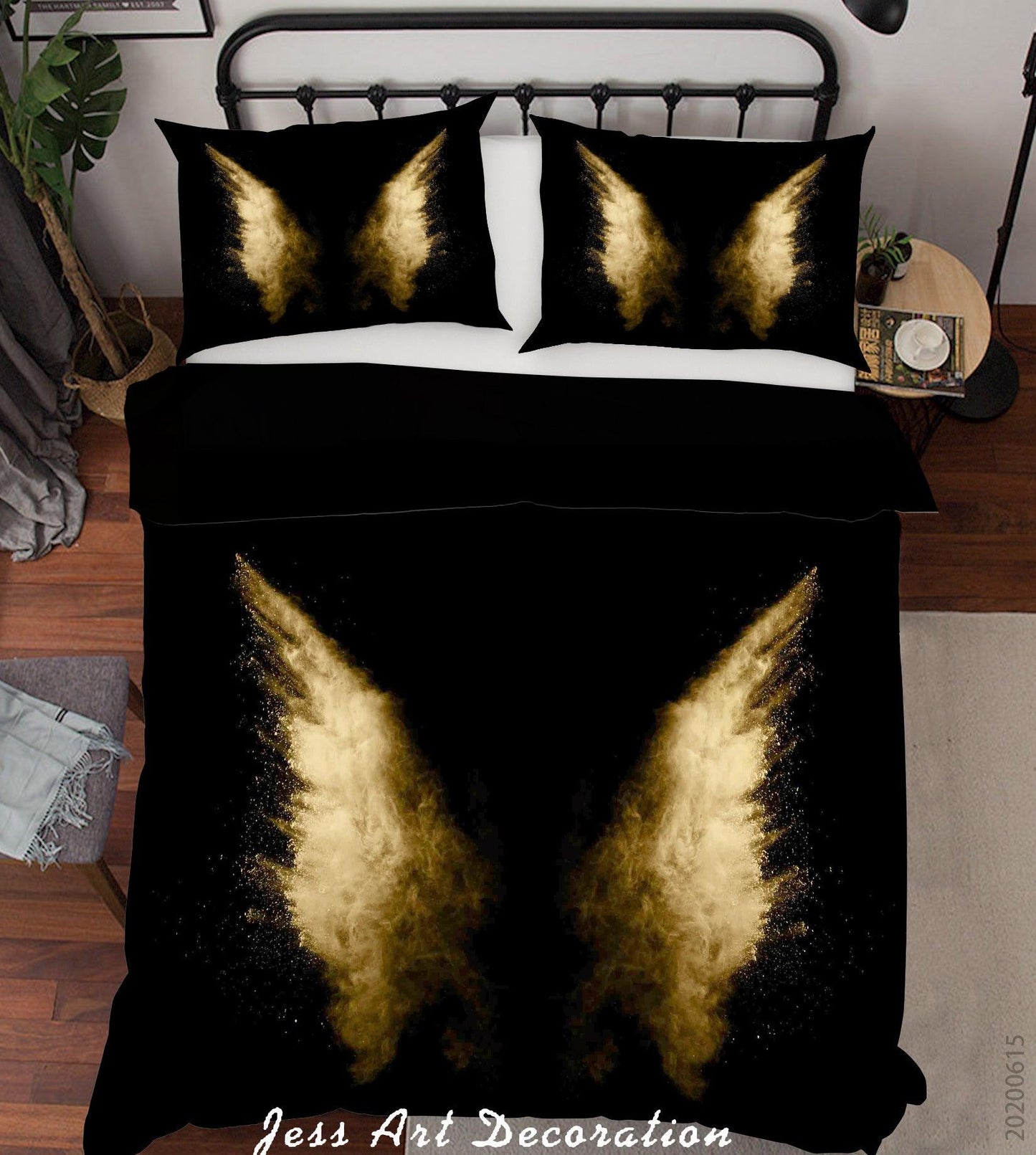 3D Black Wings Quilt Cover Set Bedding Set Duvet Cover Pillowcases SF44