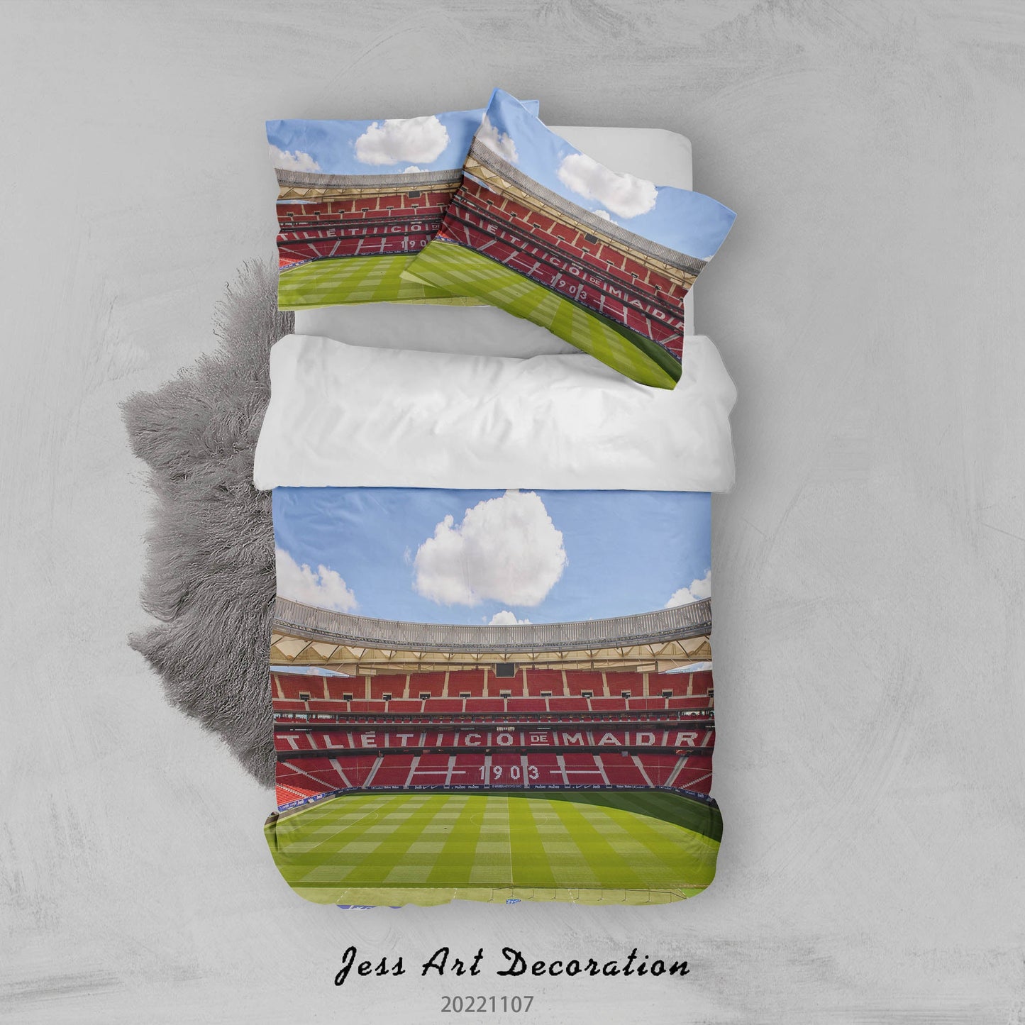 3D Atletico Madrid Spectator Seats Bluesky Cloud Quilt Cover Set Bedding Set Duvet Cover Pillowcase 836