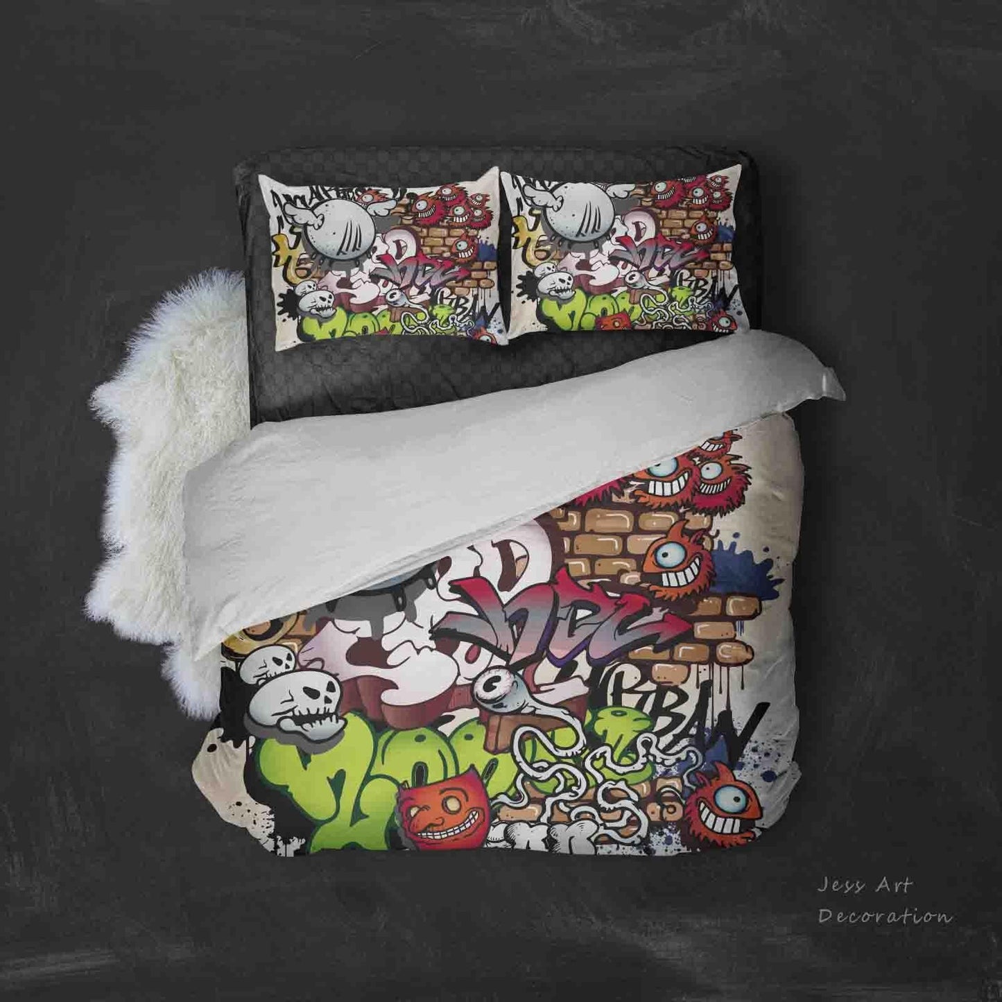 3D Cartoon Graffiti Quilt Cover Set Bedding Set Duvet Cover Pillowcases SF077