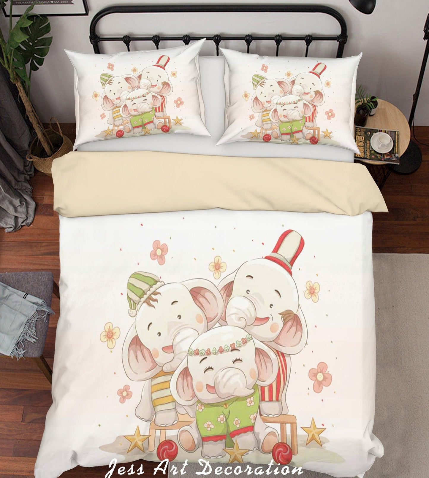 3D Cartoon Elephant Quilt Cover Set Bedding Set Duvet Cover Pillowcases SF14