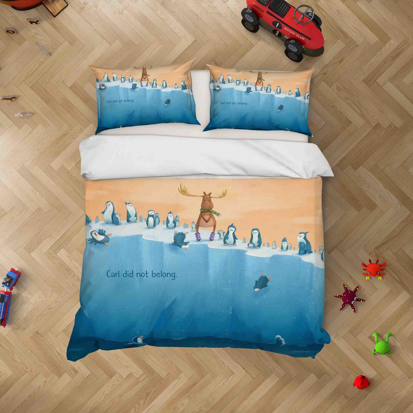 3D Blue Cartoon Penguin Elk Quilt Cover Set Bedding Set Duvet Cover Pillowcases SF034