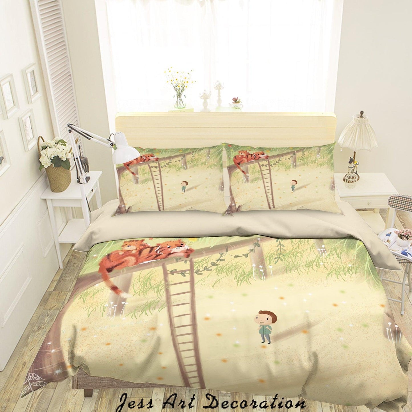 3D Cartoon Boy Tiger Painting Quilt Cover Set Bedding Set Duvet Cover Pillowcases A571 LQH