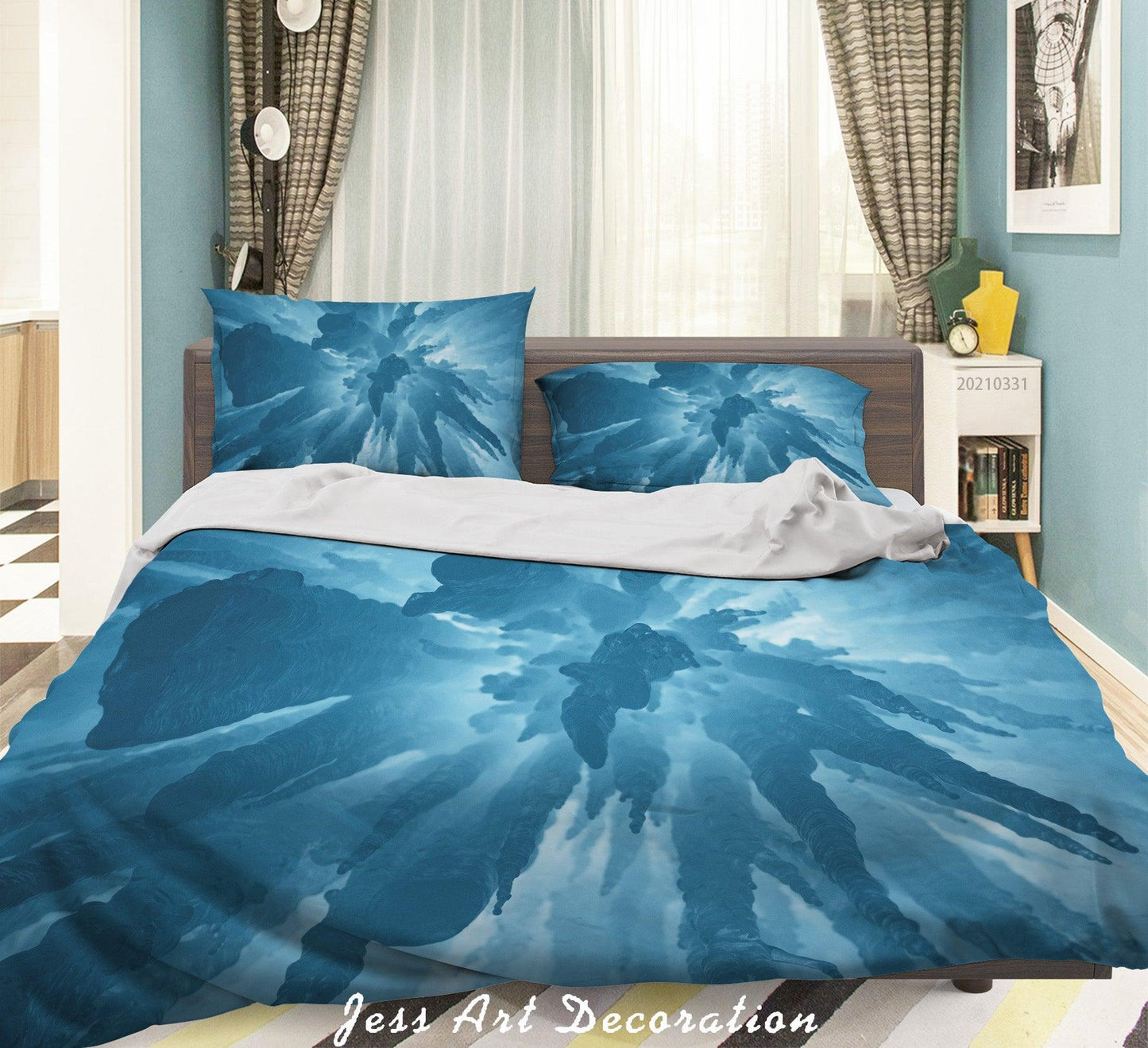 3D Abstract Blue Pattern Quilt Cover Set Bedding Set Duvet Cover Pillowcases 214