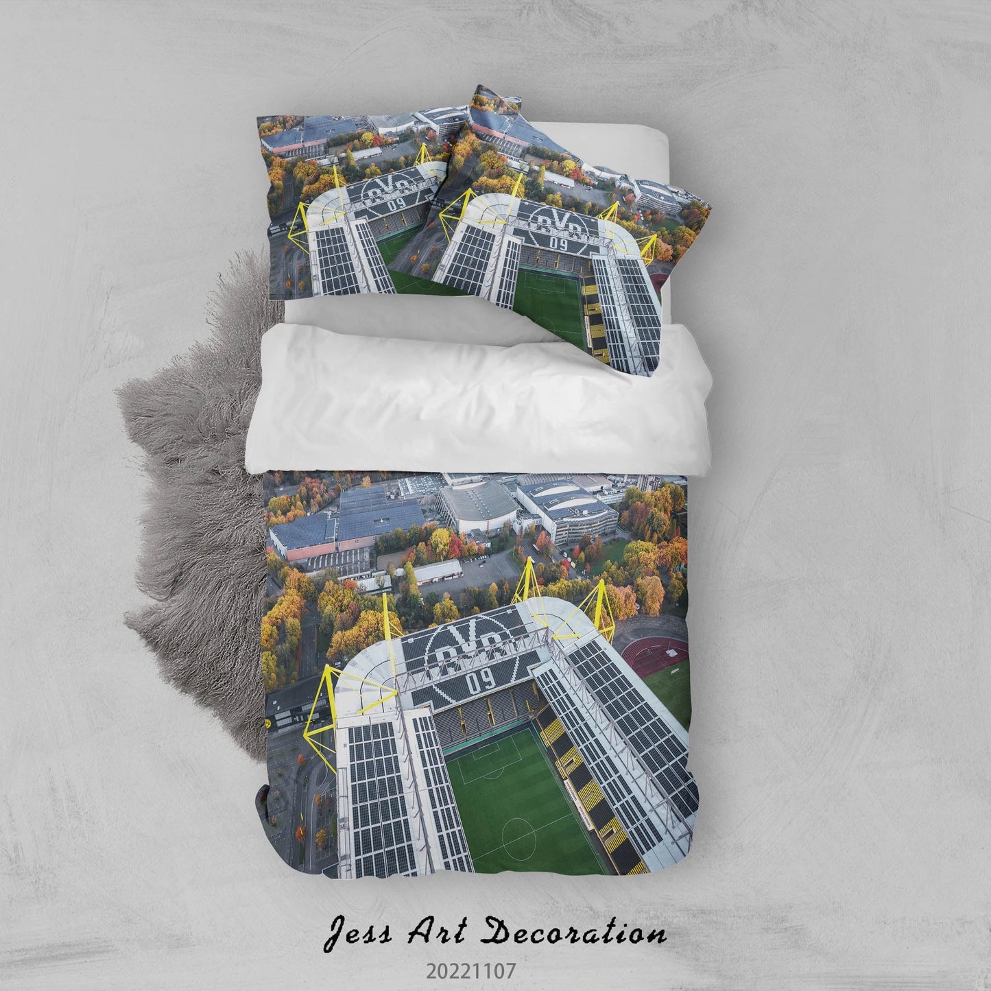 3D Borussia Dortmund Spectator Seats House Tree Quilt Cover Set Bedding Set Duvet Cover Pillowcase 735