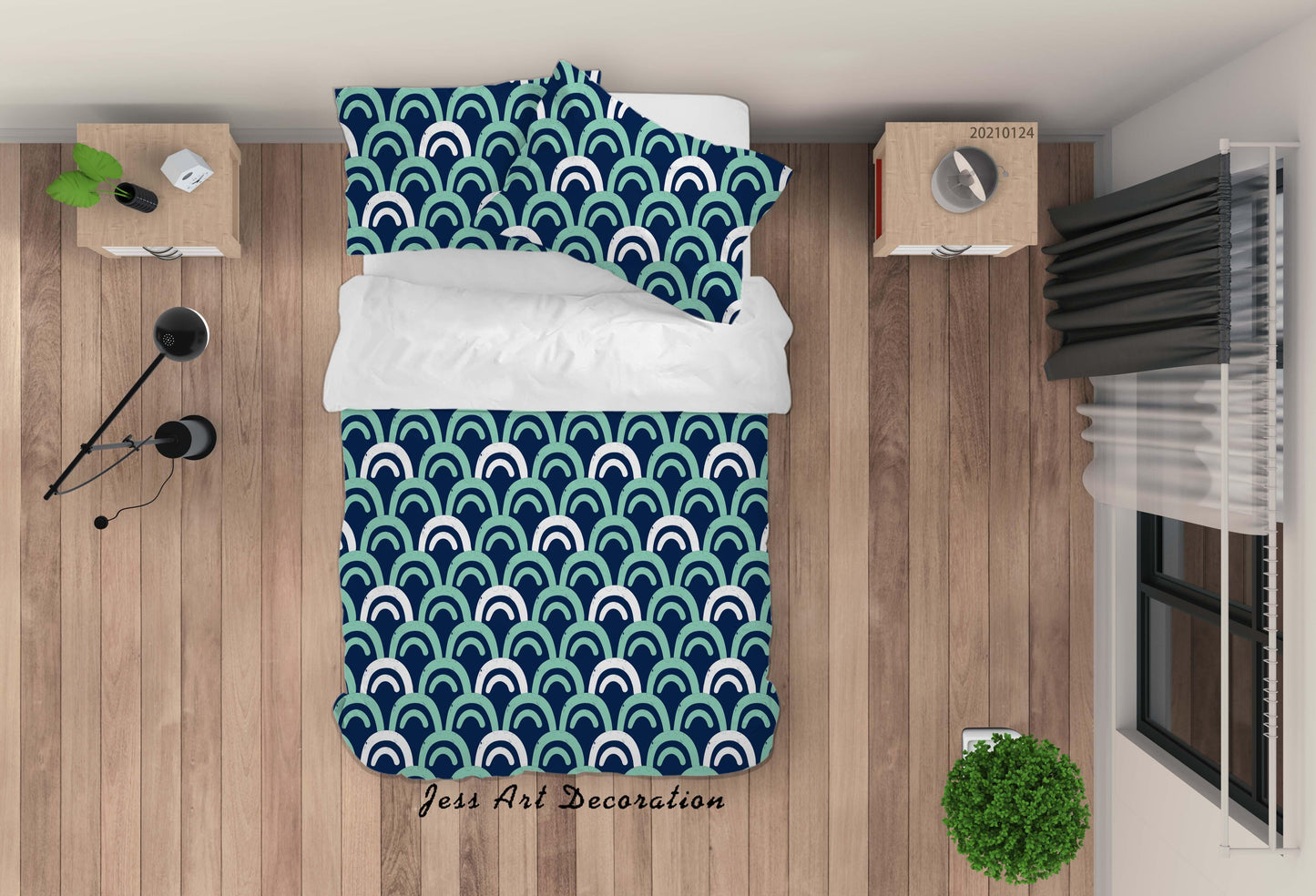 3D Abstract Green Geometric Shape Quilt Cover Set Bedding Set Duvet Cover Pillowcases 43