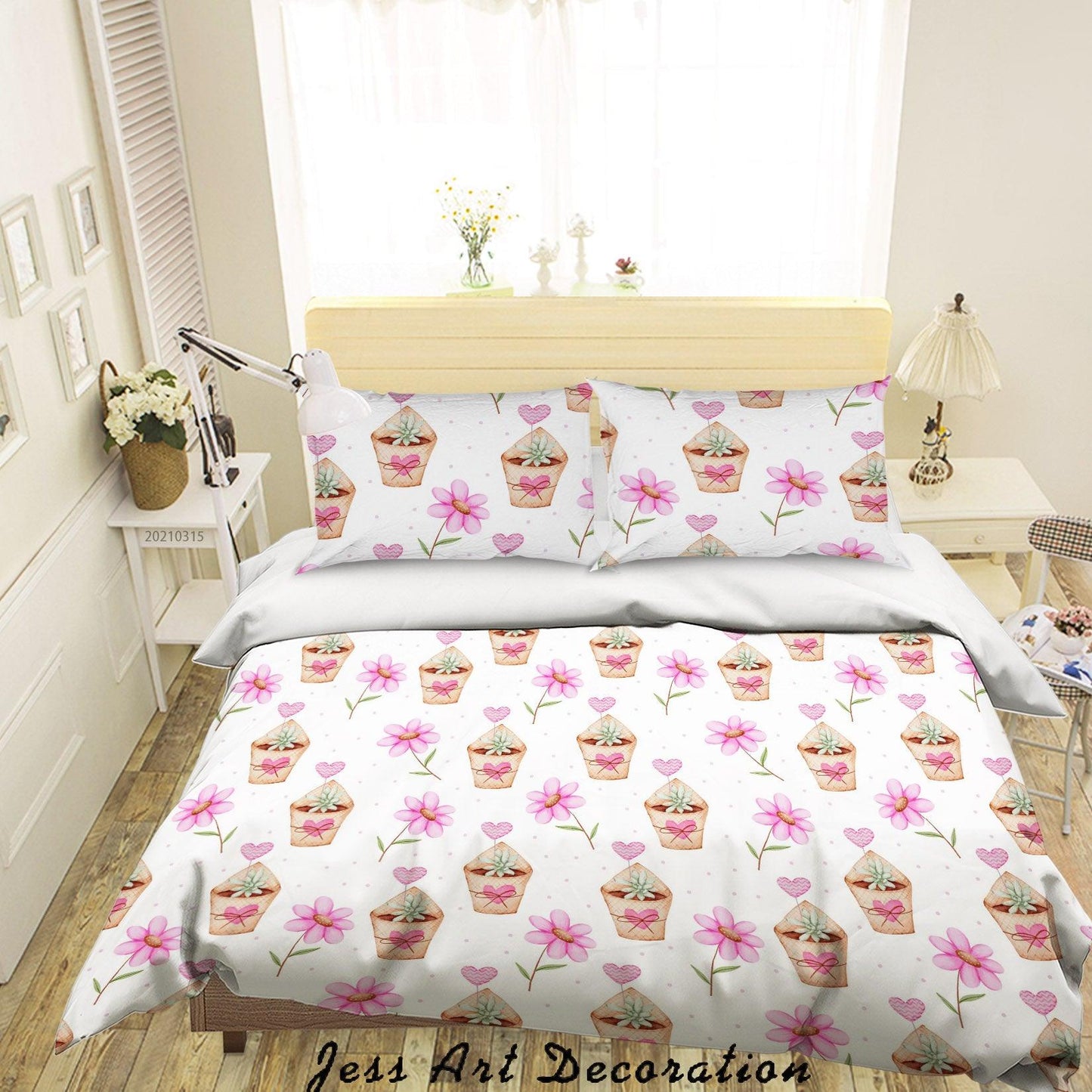 3D Cartoon Pink Bouquet Floral Quilt Cover Set Bedding Set Duvet Cover Pillowcases 120