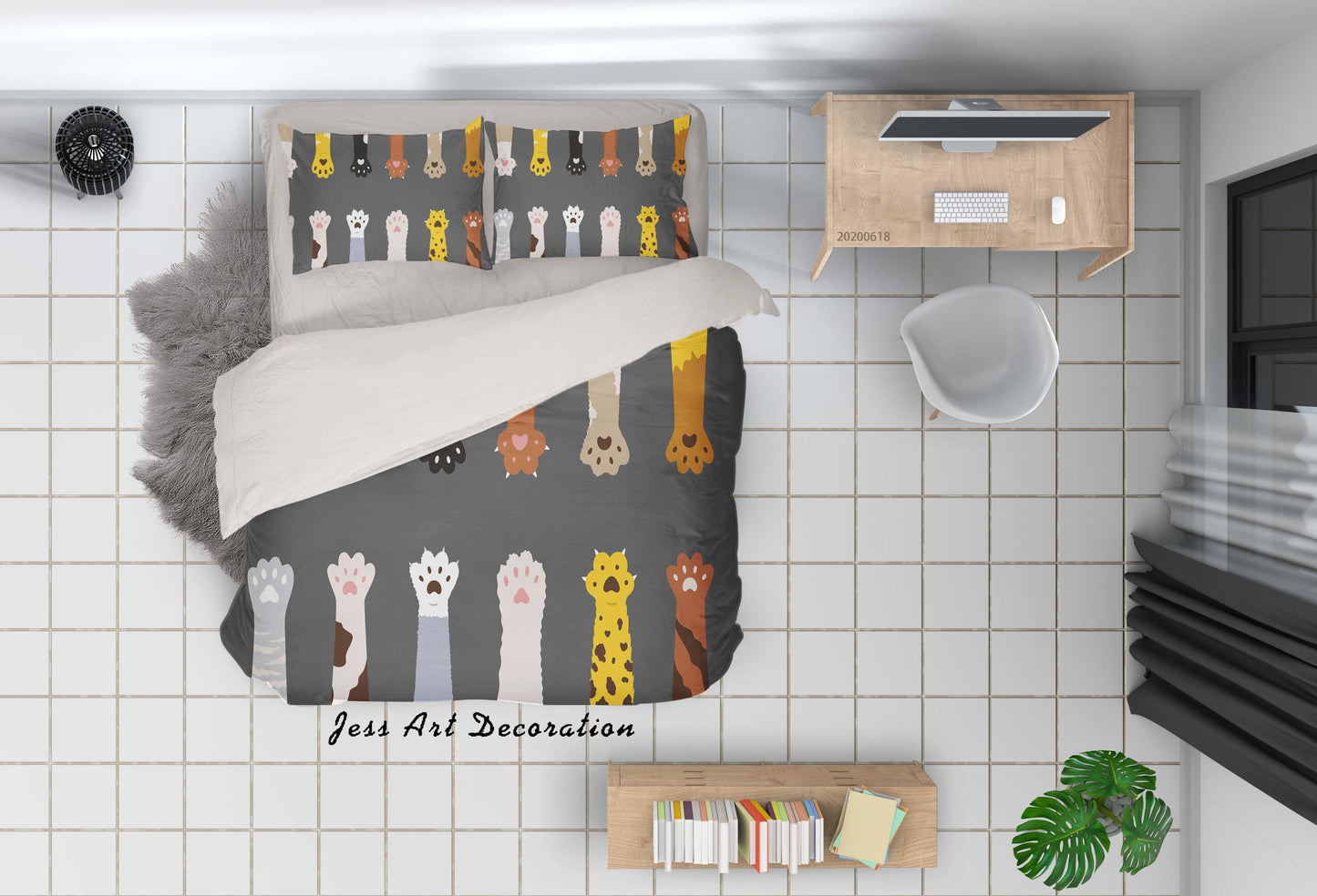 3D Black Animal Paw Quilt Cover Set Bedding Set Duvet Cover Pillowcases SF46