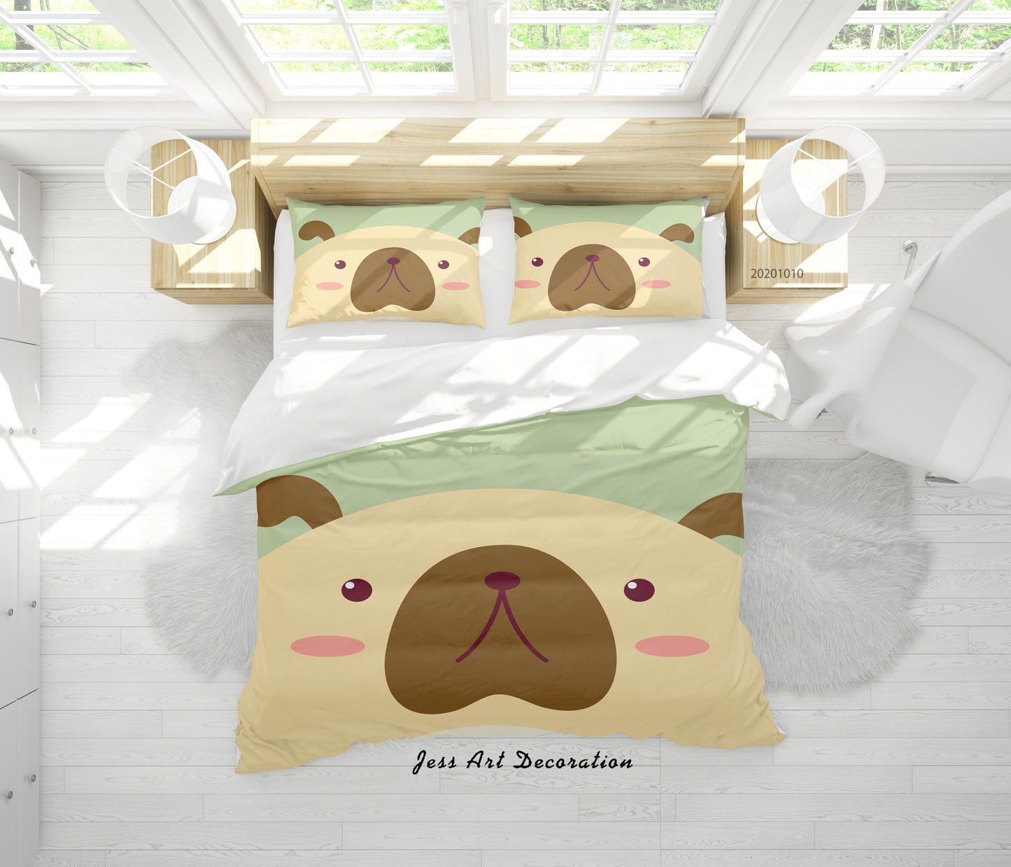 3D Cartoon Cute Animal Dog Quilt Cover Set Bedding Set Duvet Cover Pillowcases WJ 9547