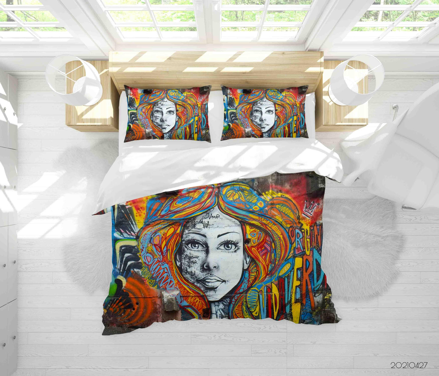 3D Abstract Color Art Graffiti Quilt Cover Set Bedding Set Duvet Cover Pillowcases 69